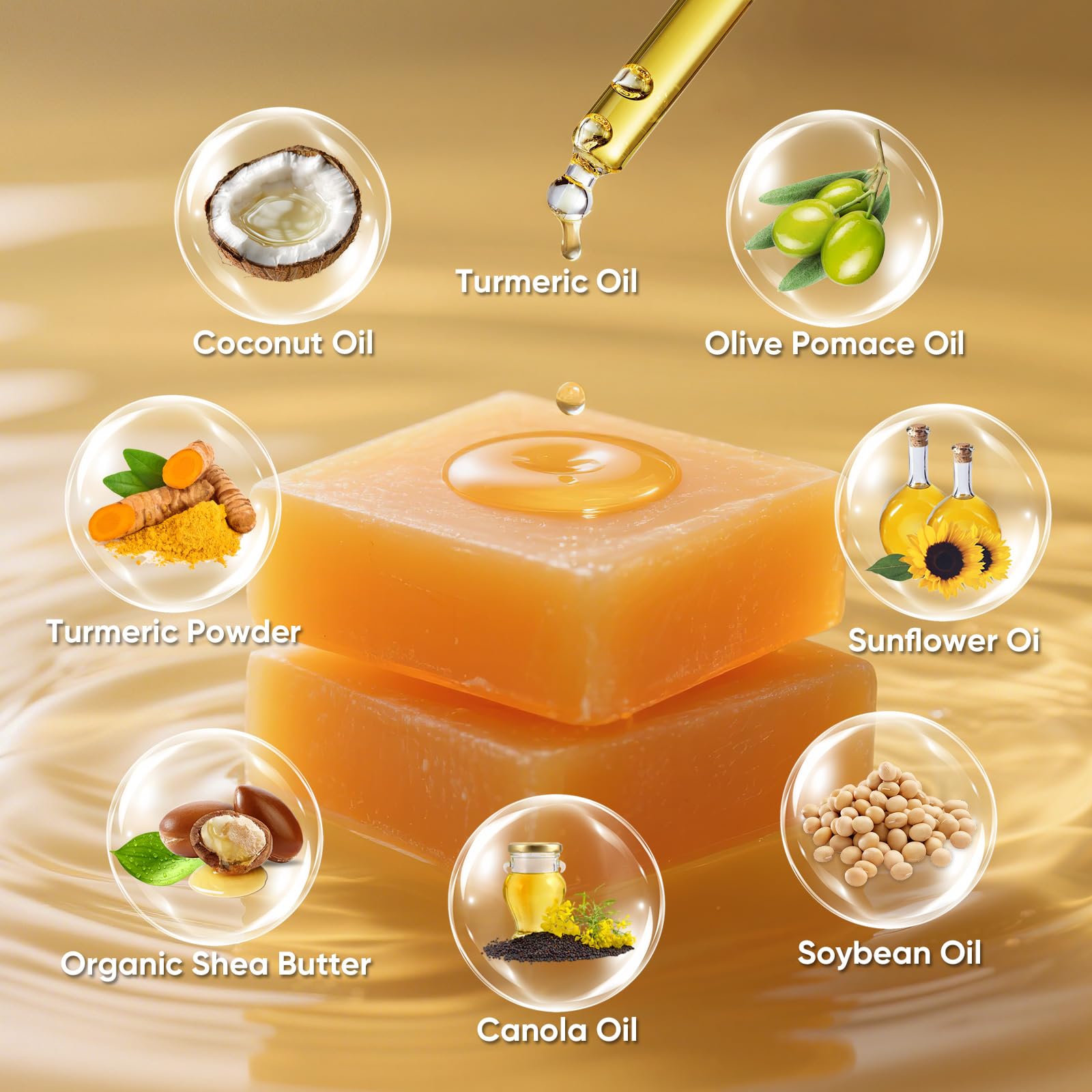 2 PCS Natural Turmeric Soap Bar for Face & Body Cleanser and Turmeric Oil, Nautral Ingredients Turmeric Wash and Care Set, Sooth