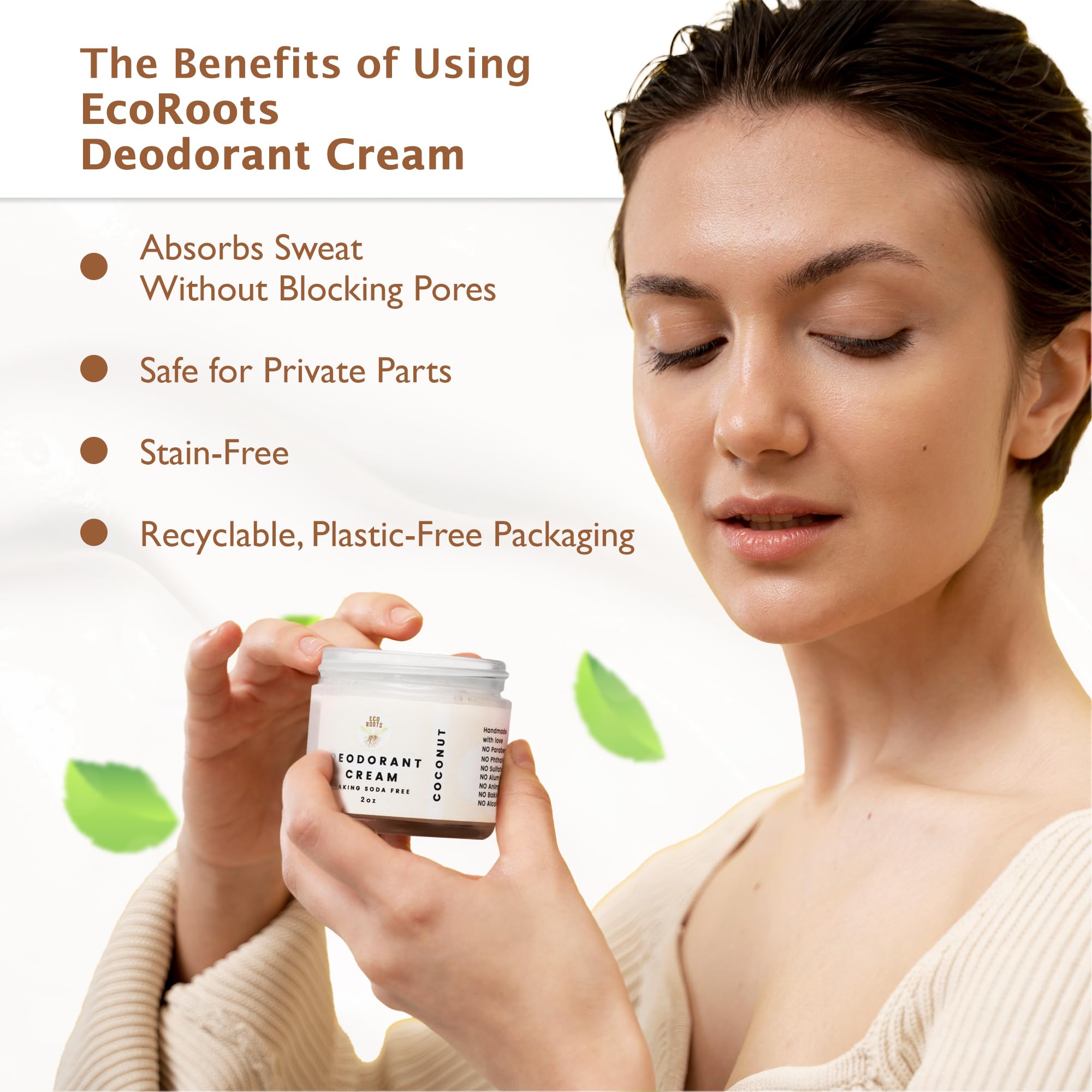 ECO ROOTS Natural Deodorant for Women & Men | Organic Deodorant Cream Non Aluminum | Baking Soda Free Healthy Deoderant for Body