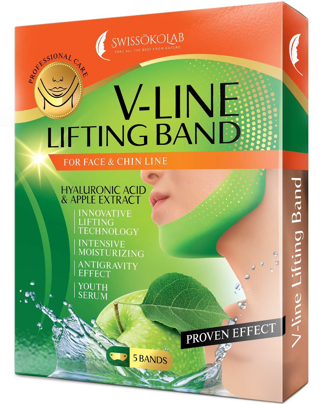 Swisskolab V Shape Lifting Up Face Mask Chin Up Patch Double Chin Reducer Chin Contour Tightening Firming Face Lift Tape Mask V-