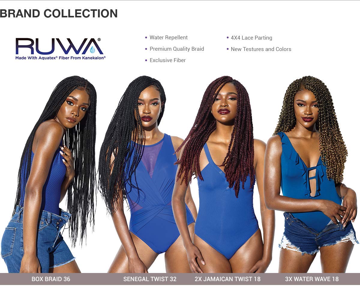 Sensationnel Ruwa Water Wave Braid Locs - Ruwa Water Wave 18 Inch Water Repellent Kanekalon Fast Dry Sports Braid - 3X Ruwa Wate