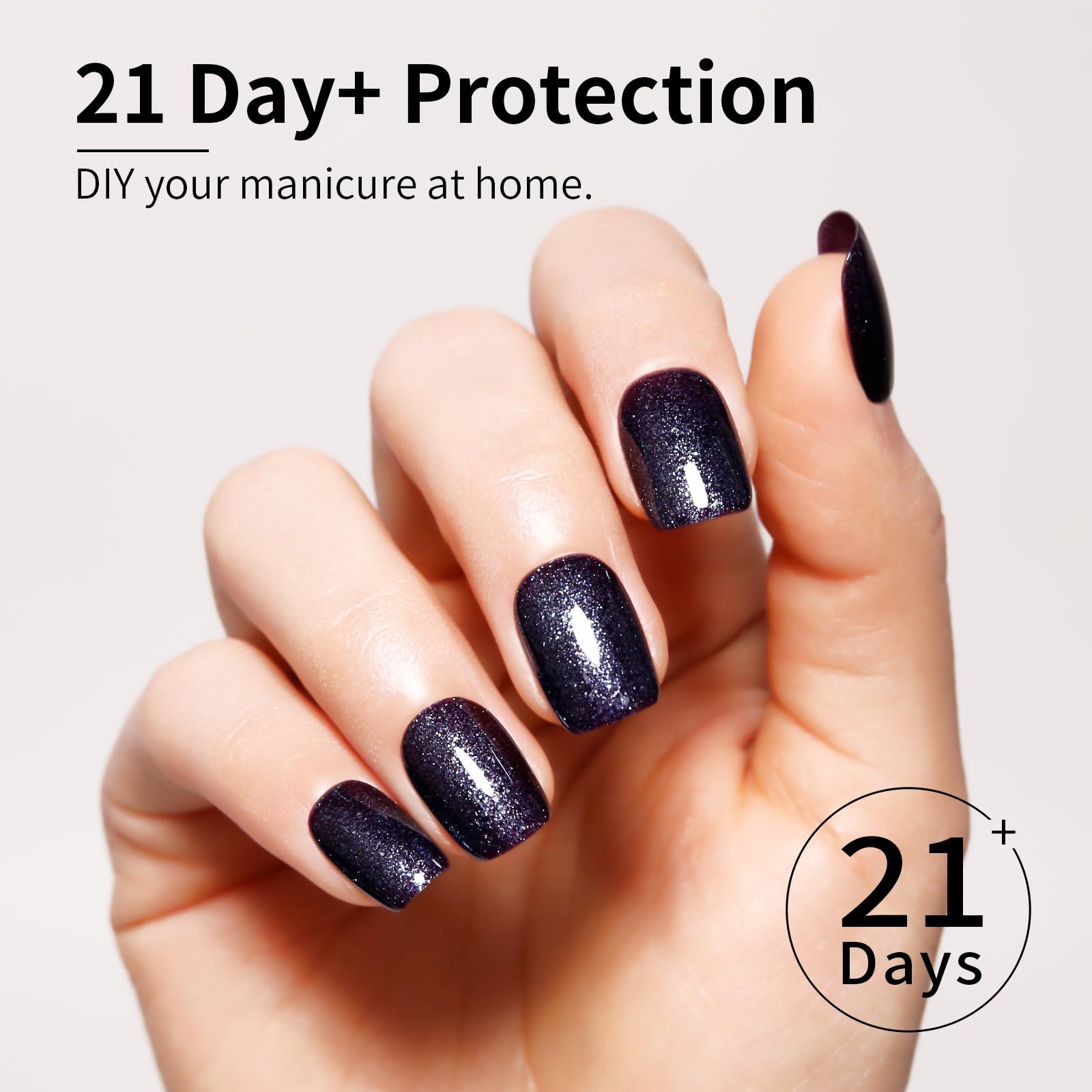 Firedeep Black Blue Gel Nail Polish, 16Ml Deep Black Purple Glitter Sparkle Shiny Color Uv/Led Soak Off Nail Gel Polish At Home