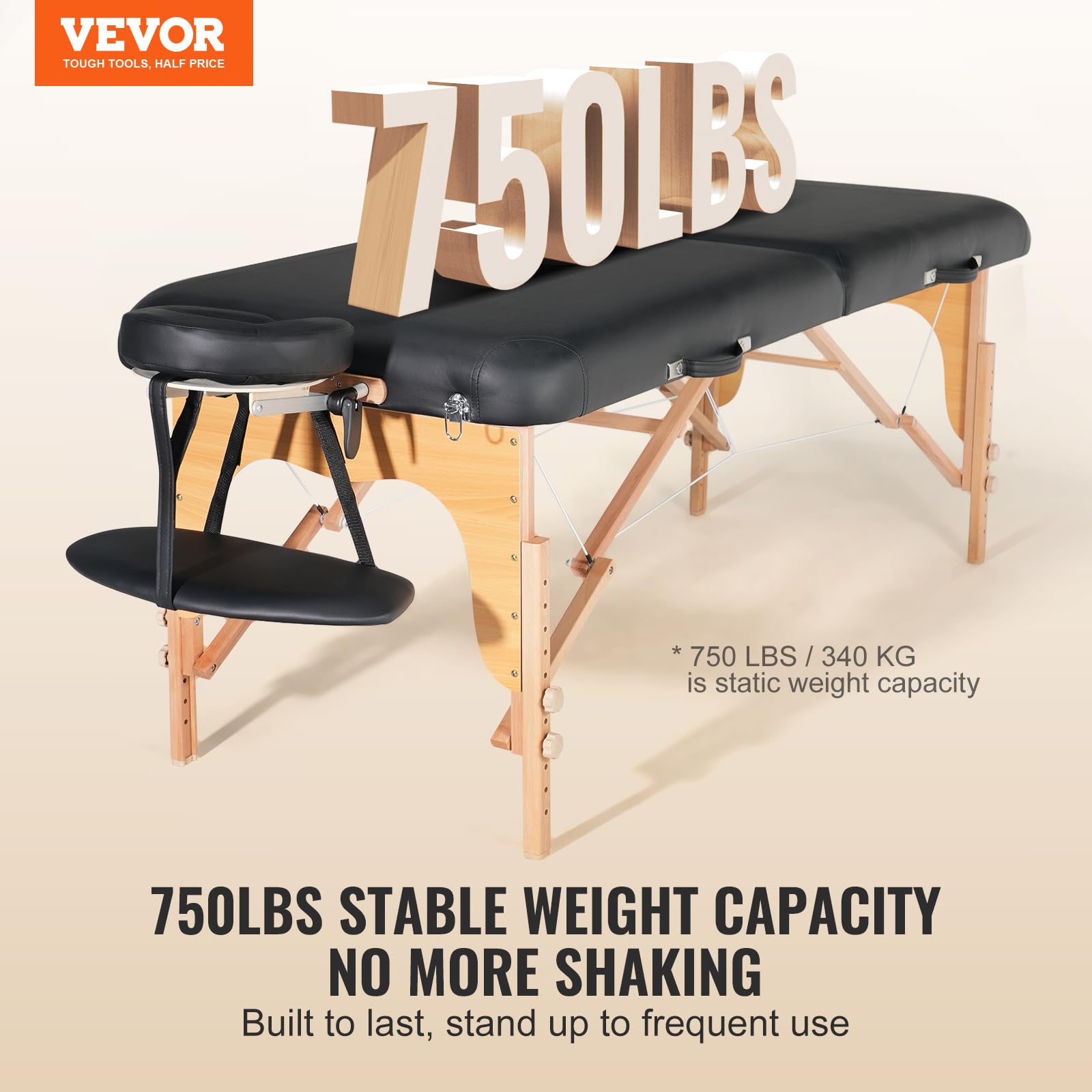 VEVOR Professional Wide Massage Table 30 W, Heavy Duty Folding Massage Table, 750LBS, 8-Level Height Adjustable Facial Salon Tat