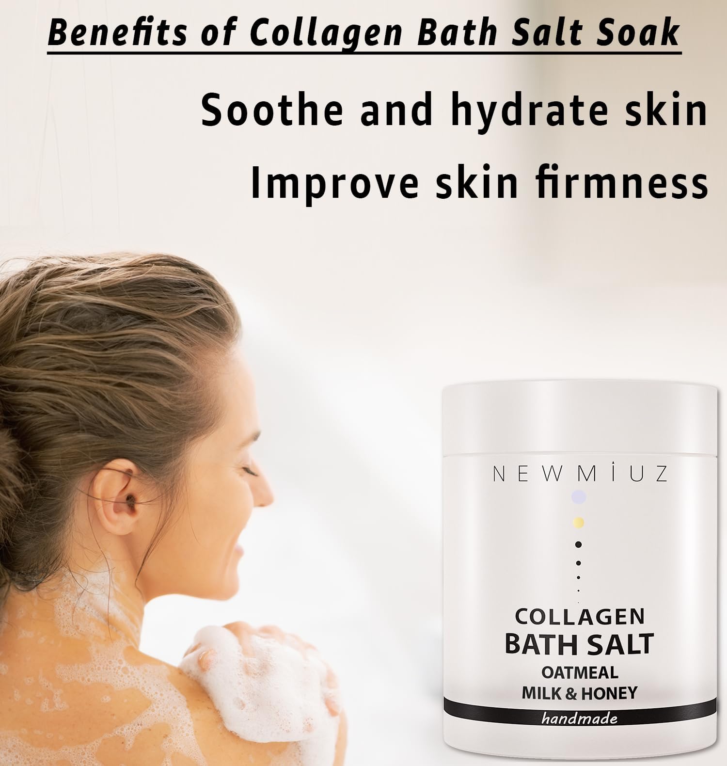 Collagen Bath Salt Soak - Moisturize Soften Skin - Magnesium Epsom Salt - Luxury Spa Bubble Mother'S Birthday Christmas Relaxati