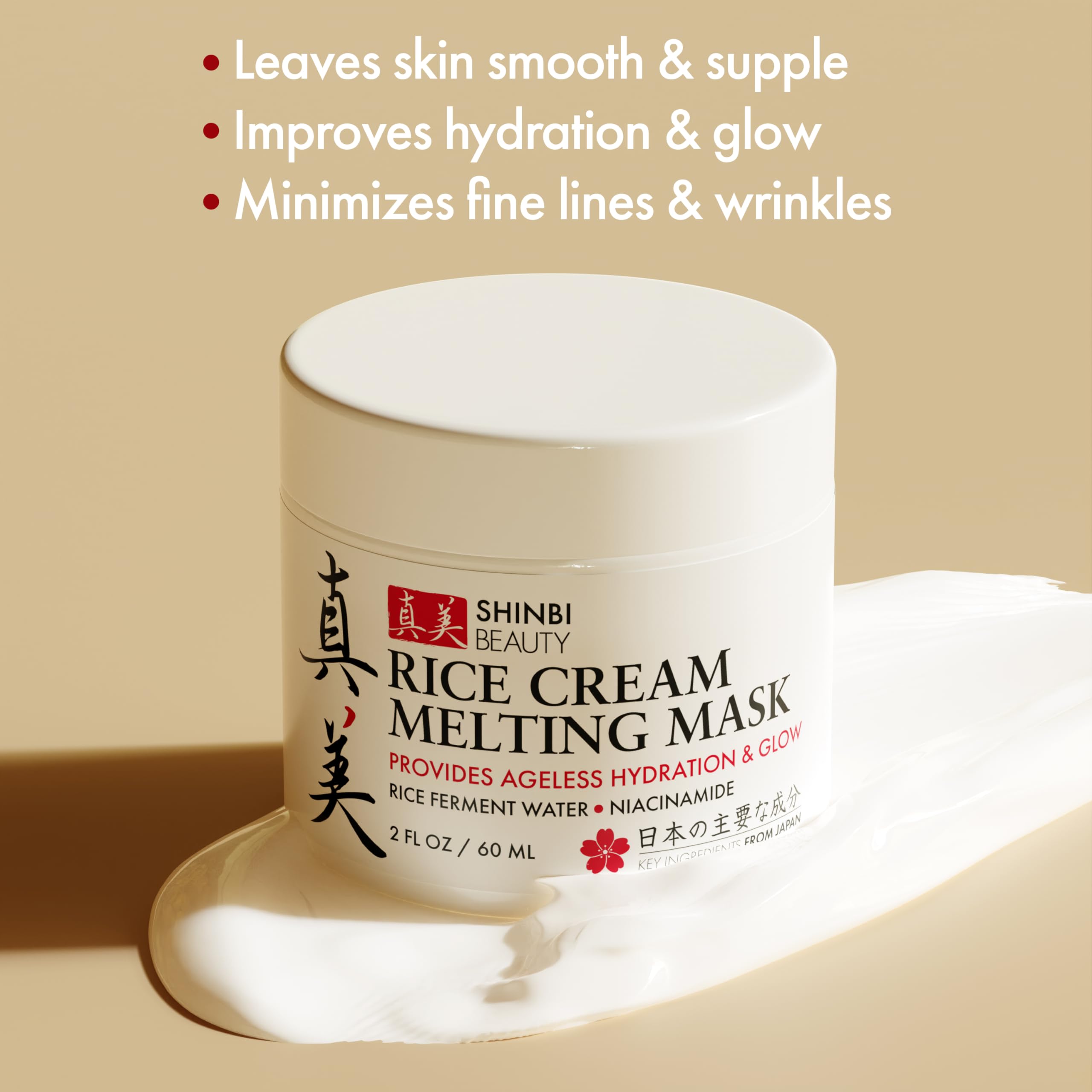 Shinbi Beauty Japanese Rice Mask for Face - Organic Face Mask Skincare - Japanese Skin Care Products for Anti Aging Anti Wrinkle