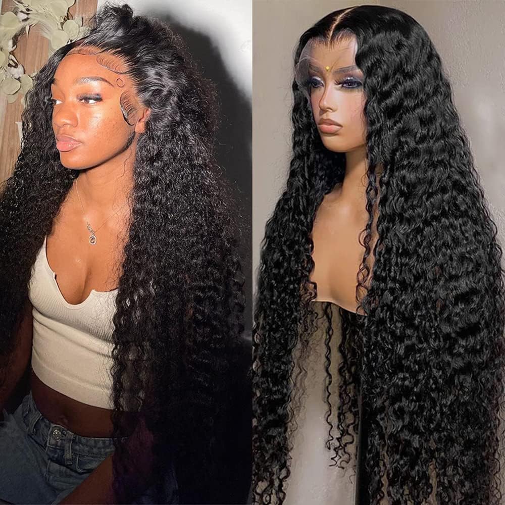 Deep Wave Lace Front Wigs Human Hair Pre Plucked 13X4 Swiss Lace Frontal Wigs 180% Density Brazilian Virgin Human Hair Wigs For