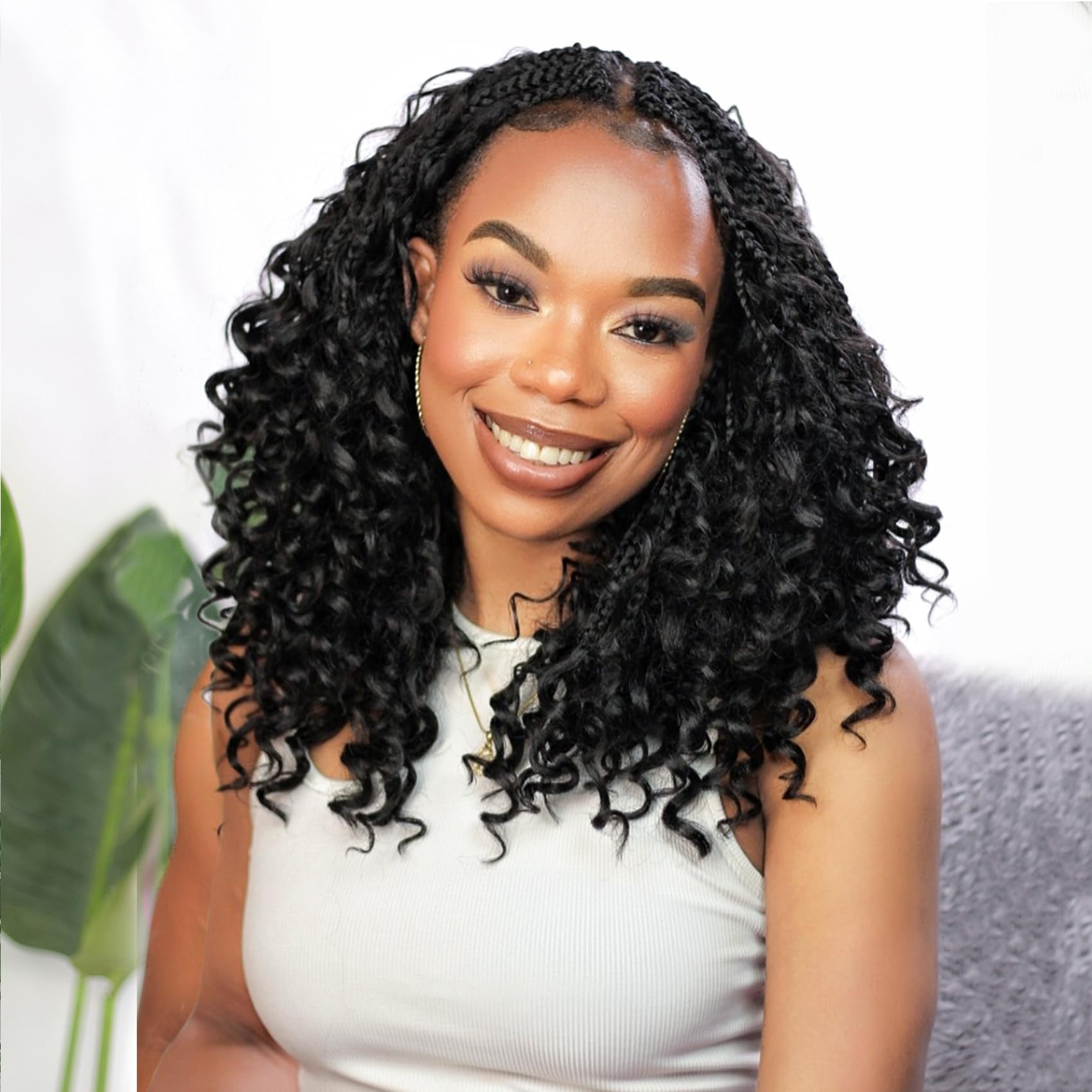 Karida 9 Packs Goddess Box Braids Crochet Hair For Black Women 10 Inch, Crochet Braids With Curly Ends, Boho Crochet Braids Godd