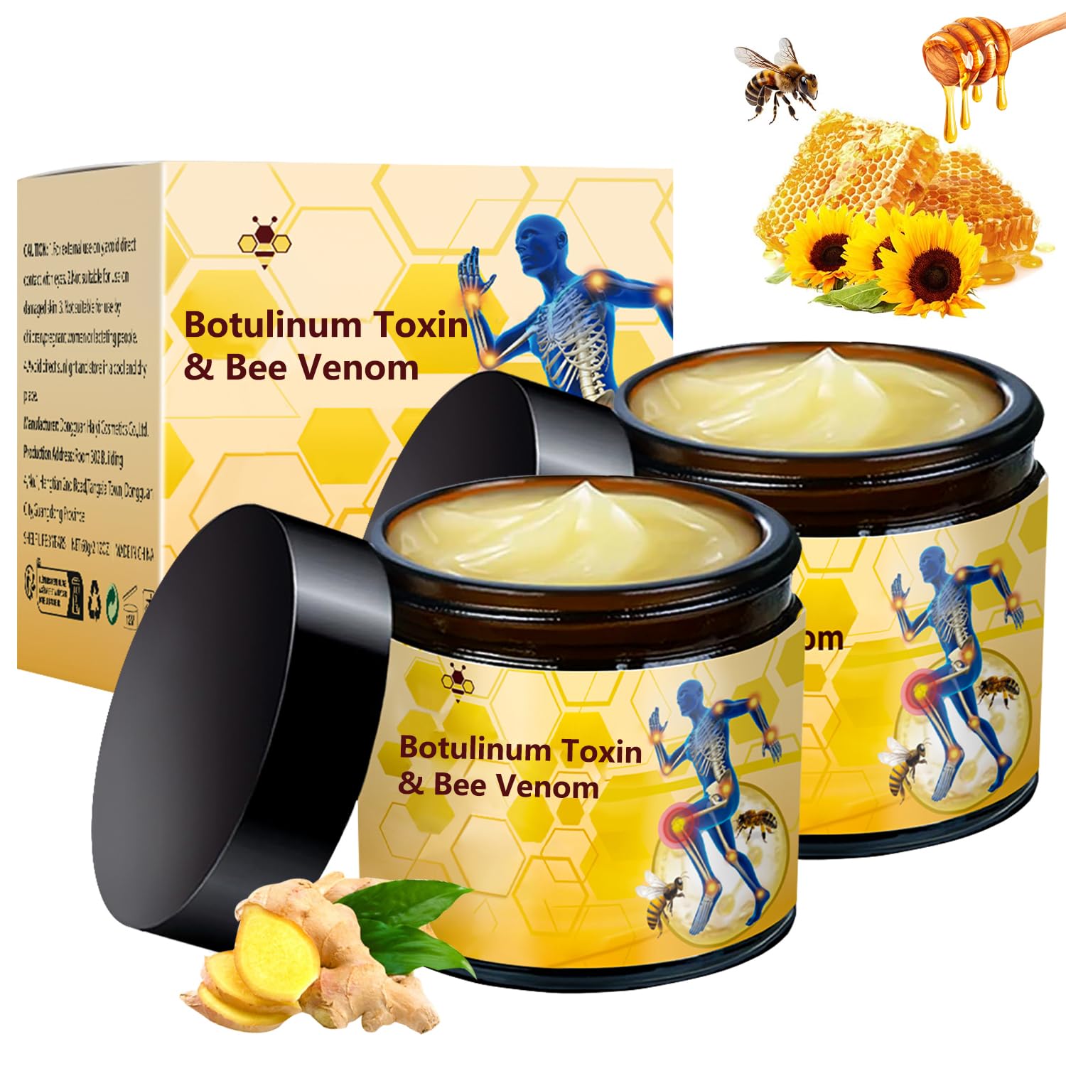 LinTsing 2 Pcs Botulinum Toxin & Bee Venom-Relief Bone Healing Cream, Professional Bee Venom Cream, Natural Joint Relief Gel, fo