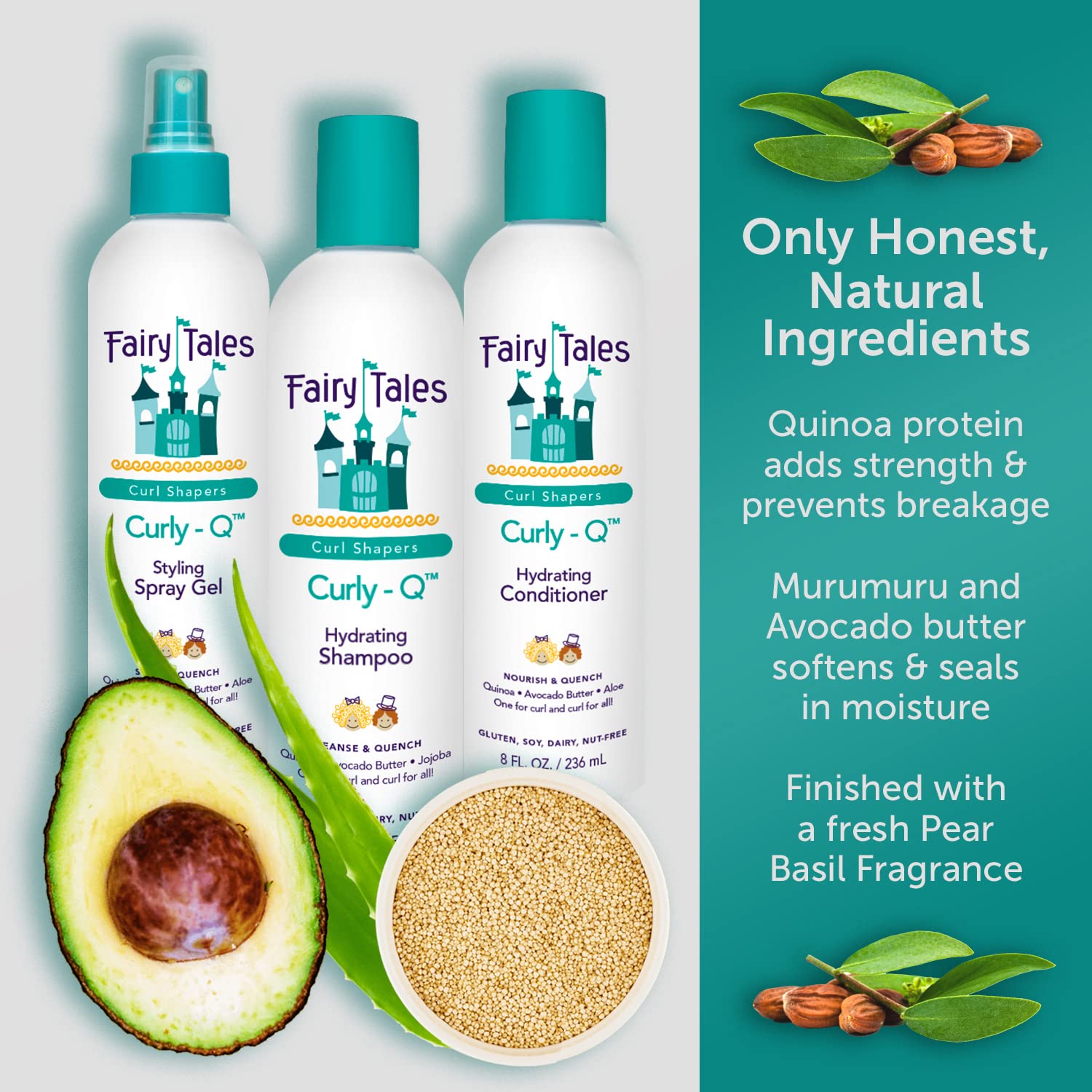 Fairy Tales Curly-Q Daily Hydrating Shampoo and Conditioner for Kids - 32oz Curly Hair Set - Paraben, Sulfate, Gluten and Nut Fr