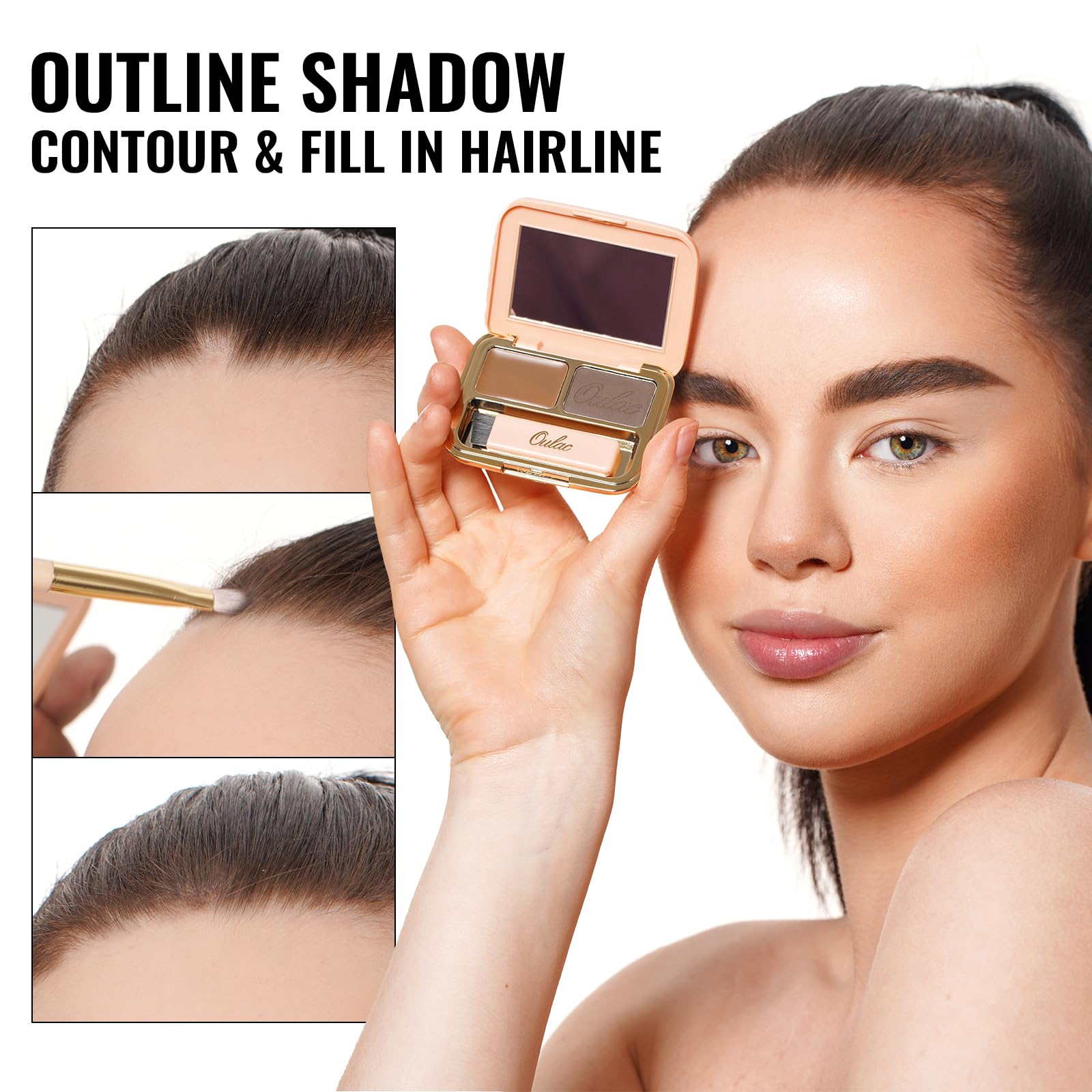 Oulac Waterproof Light Eyebrow Powder Kit With Brow Brush 2 In1 Long Lasting Instant Eyebrow Pomade & Powder Natural Makeup For