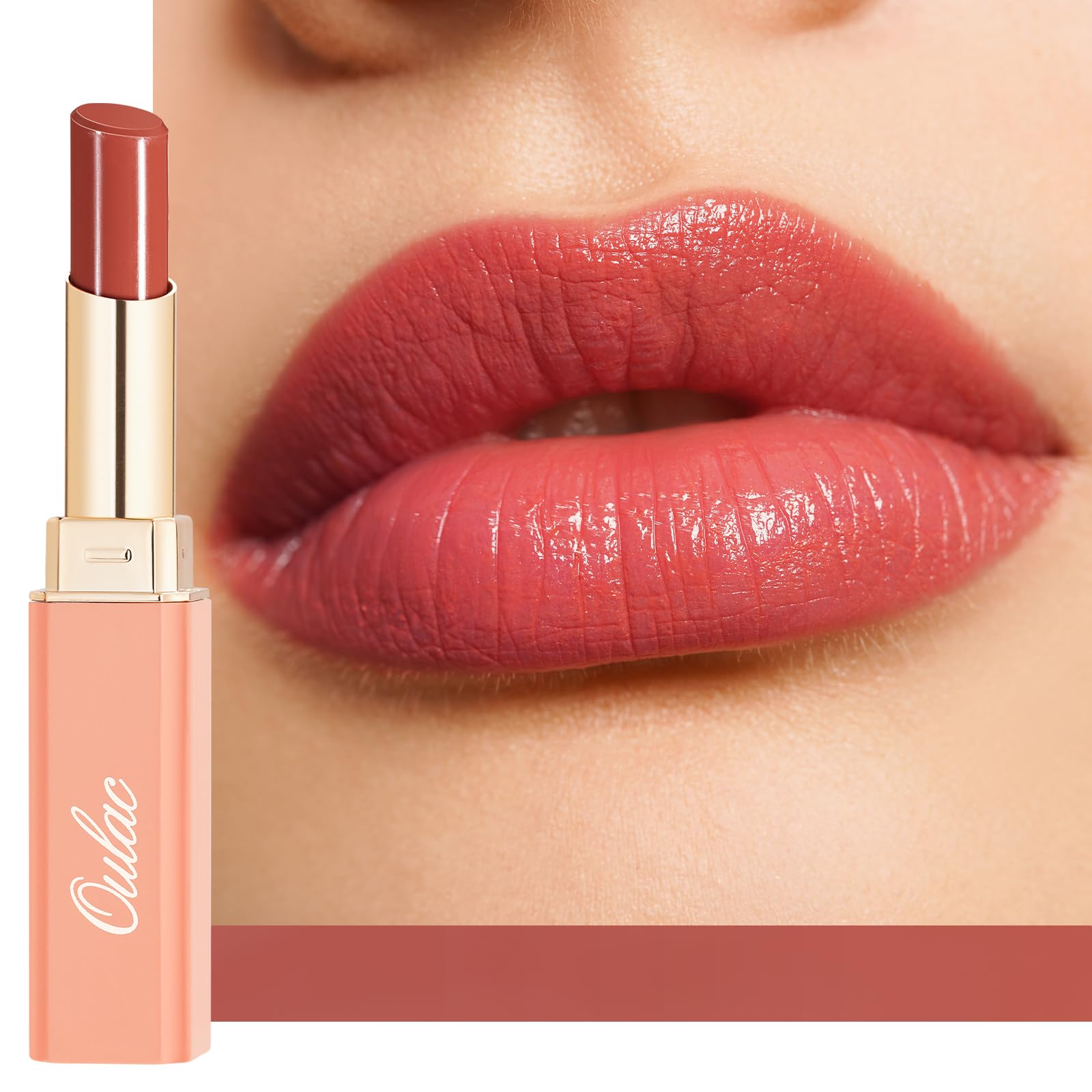 Oulac Moisturizing Shine Lipstick Red for Women - 2 in 1 Glossy Red Tinted Lip Balm, Hydrating Summer Lipstick for Dry Lips,Shin