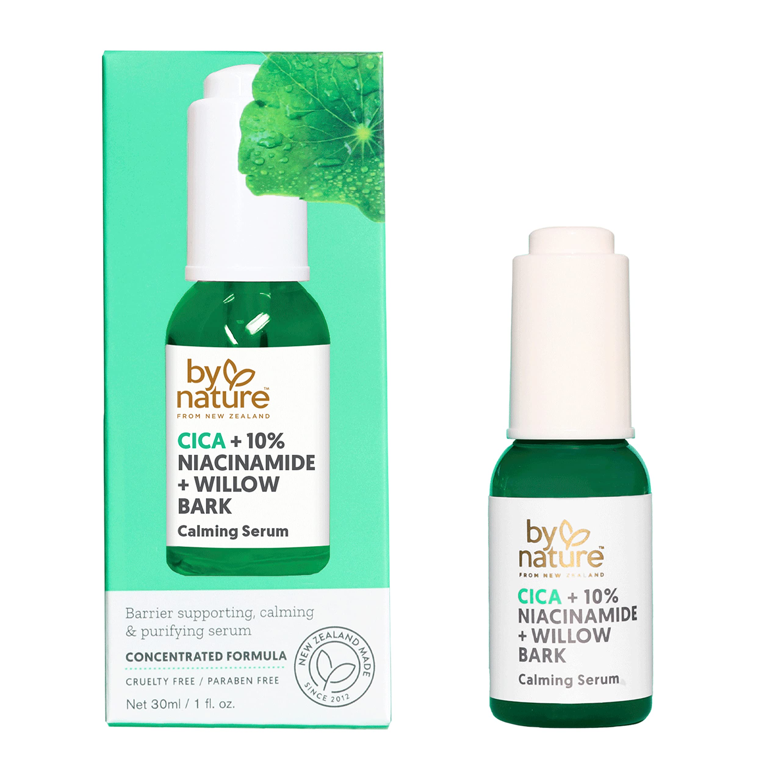 By Nature Calming Face Serum - Cica+10% Niacinamide+Willow Bark - Purifying Facial Serum with Cica Plant Extract & Texture Enhan