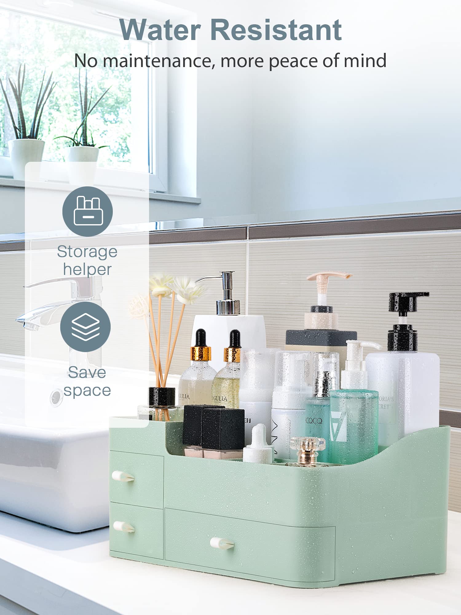 Onxe Makeup Organizer With Drawers,Large Capacity Countertop Organizer For Vanity,Bathroom And Bedroom Desk Cosmetics Organizer