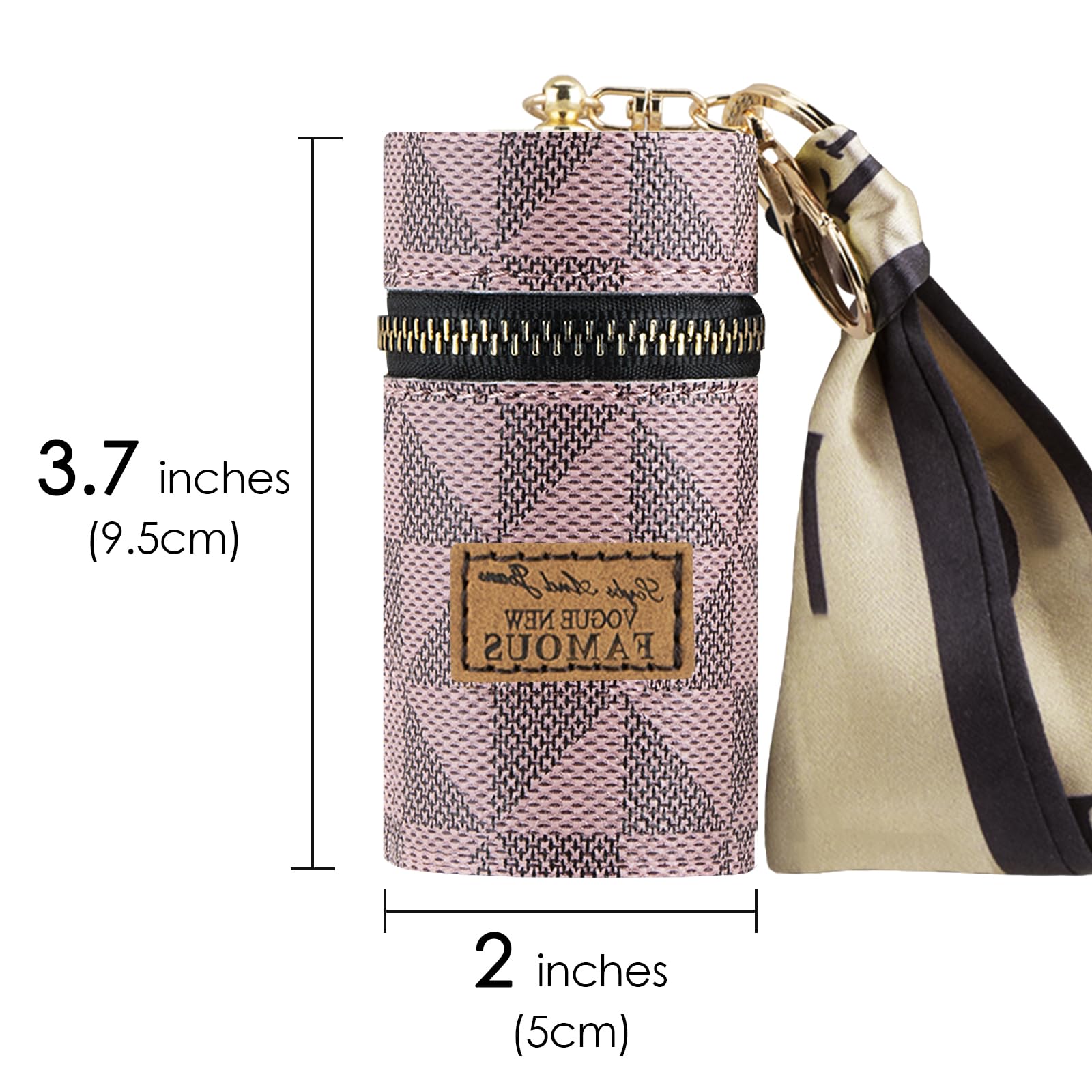 Adorila Lipstick Case, Mini Leather Lip Gloss Lipstick Organizer, Travel Lipstick Bag with Keychain for Perfume Fingernail Polis