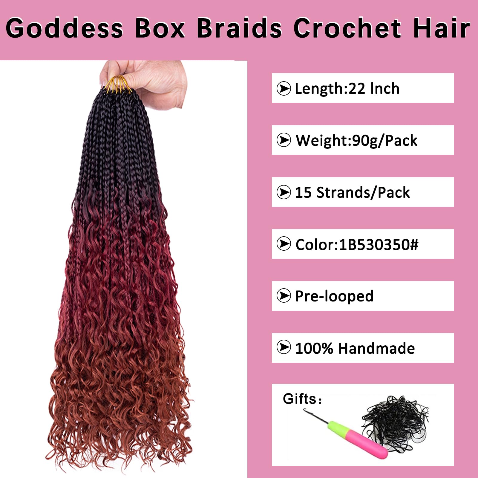 Cookoo 8 Packs Goddess Box Braids Crochet Hair 22 Inch Bohemian Hippie Box Braids Crochet Hair With Curly Ends Synthetic Crochet