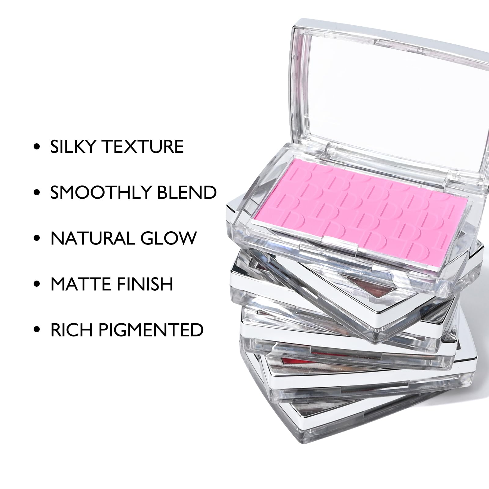 Kyda Pink Blush Powder, Make Up Pink Face Powder Face Blusher, Blendable Formula, Lasting Moisturizing, Ultra Fine Lightweight T
