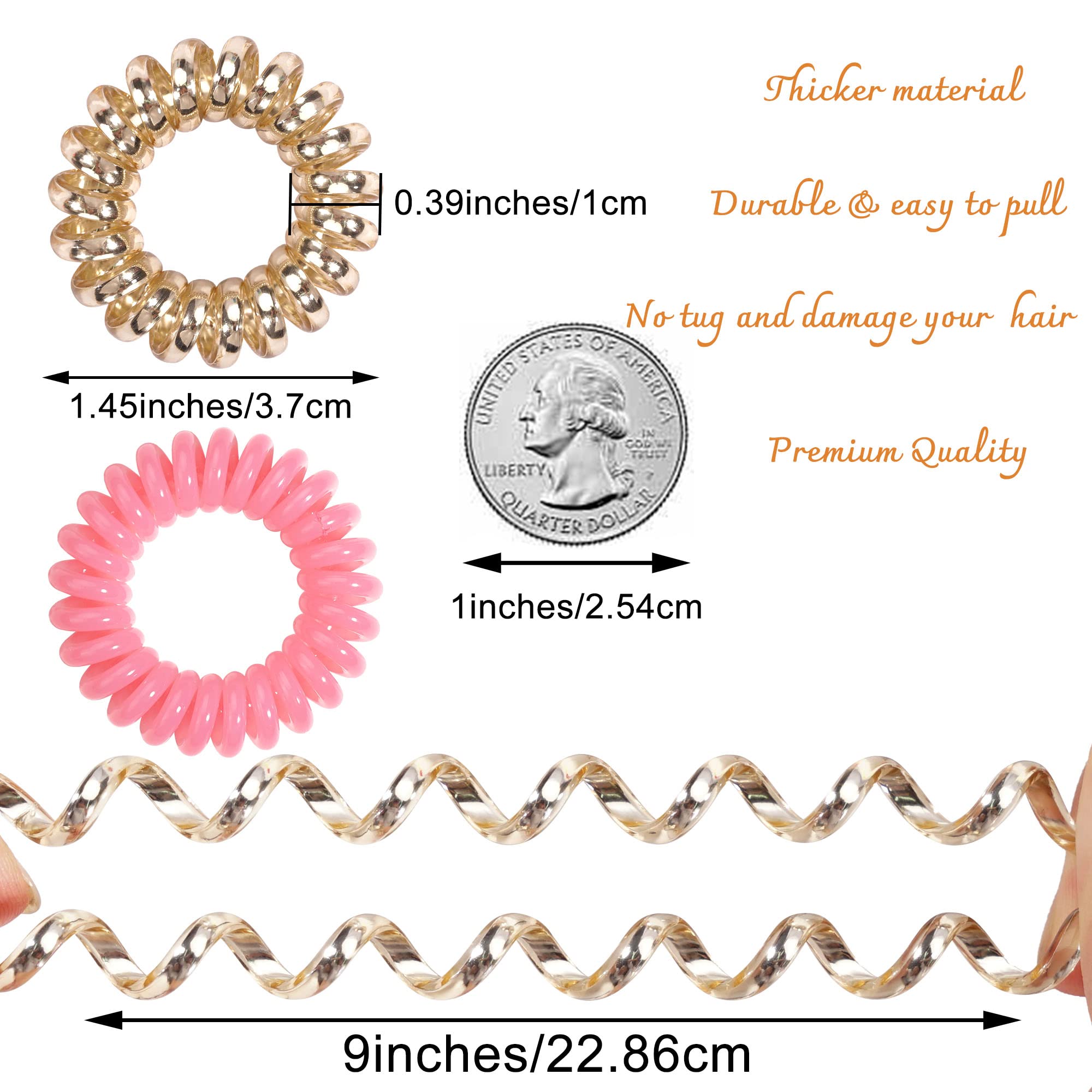 Joyoyo Spiral Hair Ties, 40 Pack Elastic Phone Cord Ponytail Holders Hair Coils, Waterproof Hair Accessories For Women, Girls, K