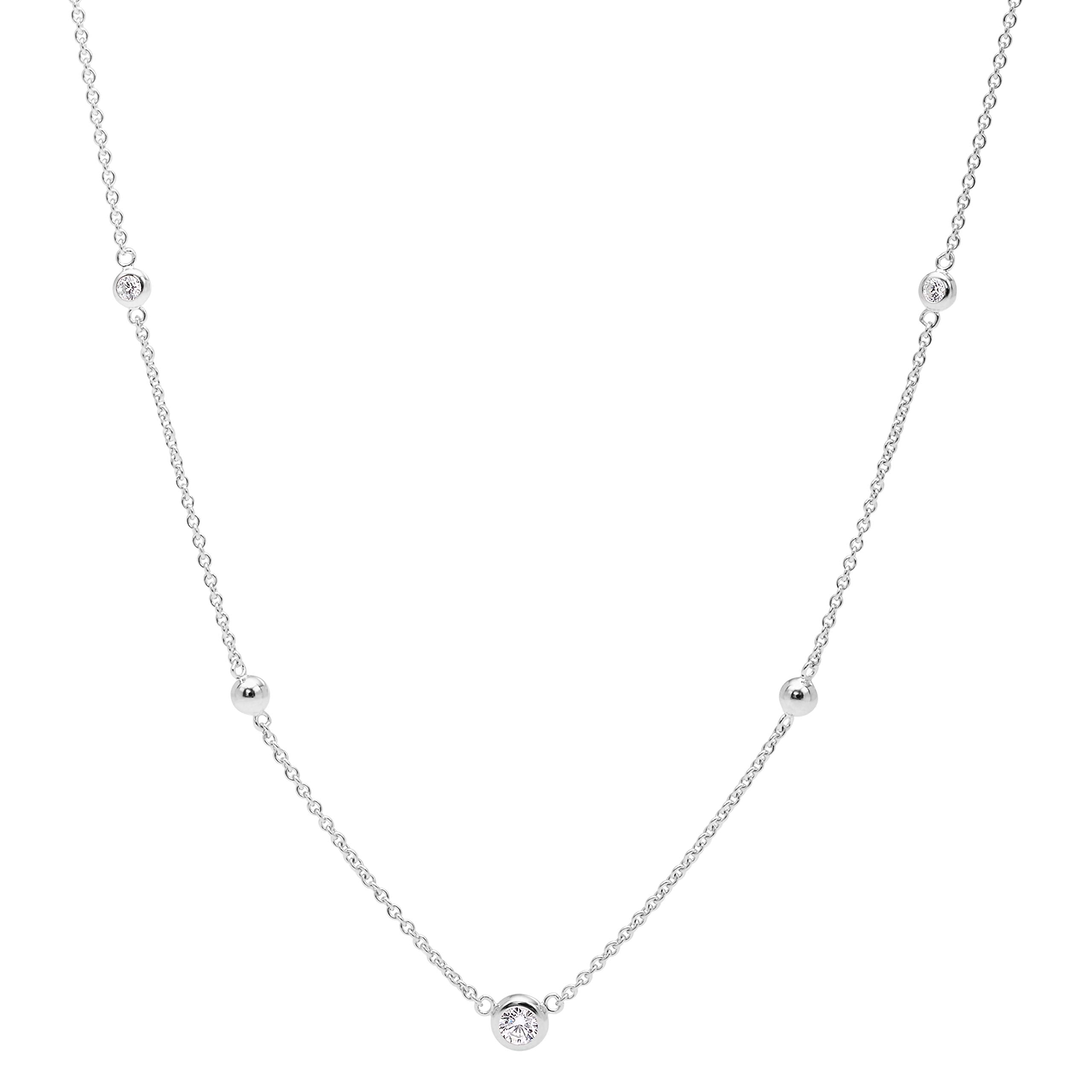 Fossil Women's Sterling Silver Necklace, Color: Silver (Model: JFS00453040)