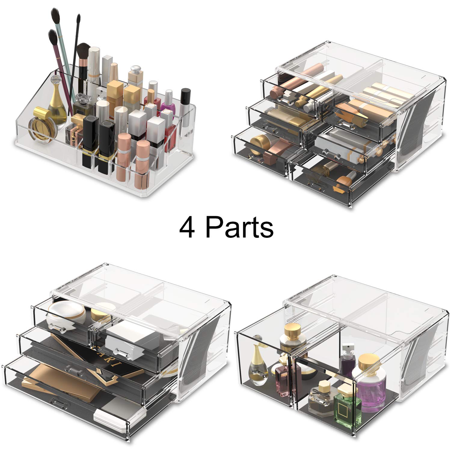 READAEER Makeup Cosmetic Organizer - 12 Drawer Storage Case, Clear Plastic, Model 43219-84979