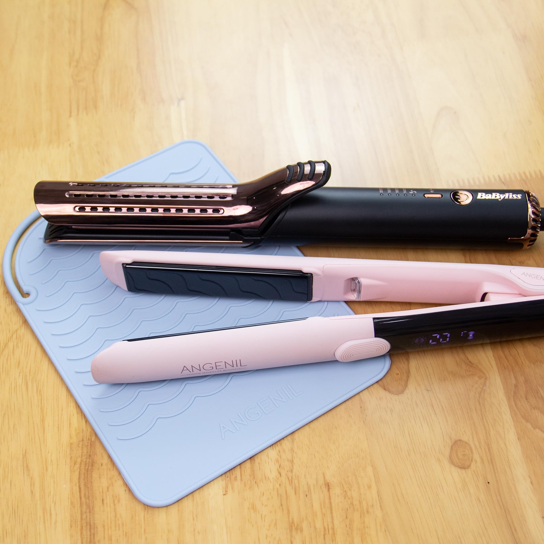 ANGENIL Heat Resistant Silicone Mat Pad, Mat Cover for Curling Irons, Hair Straightener, Flat Irons Mat, Silicone Mat for Hair T