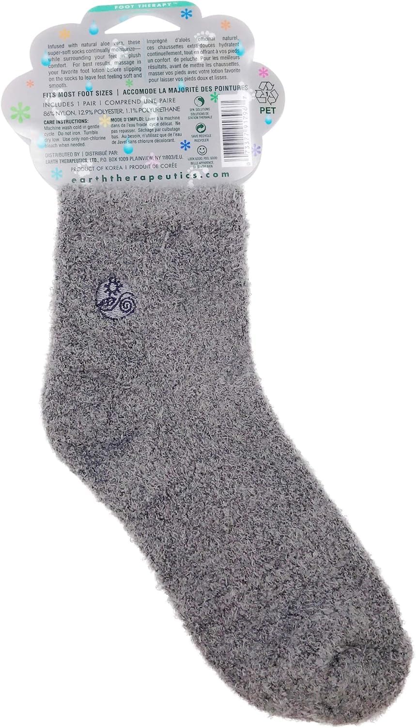 Earth Therapeutics Aloe Vera Socks - Infused With Natural Aloe Vera & Vitamin E - Helps Dry Feet, Cracked Heels, Calluses, Rough