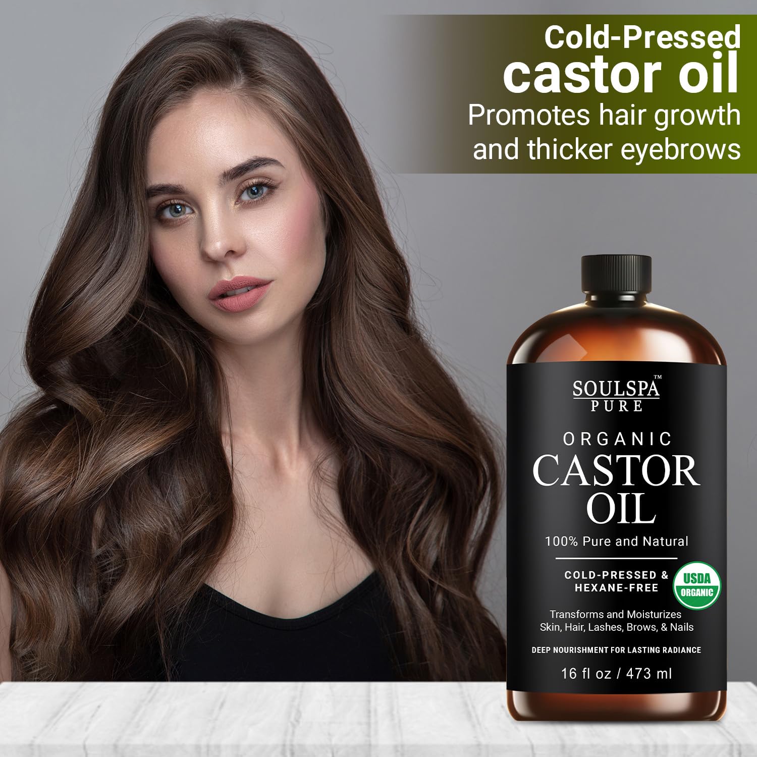 Organic Castor Oil Glass Bottle For Hair Growth, Face, Scalp, Skin | Usda Certified | 100% Pure Castor Oil Organic Cold Pressed