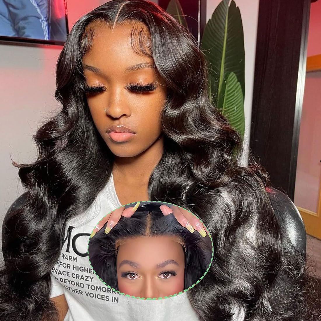 4GIRL4EVER 24 Inch Body Wave Lace Front Wigs Human Hair Pre Cut Lace Glueless Wear and Go Wig for Black Woman 4x6 HD Lace Closur