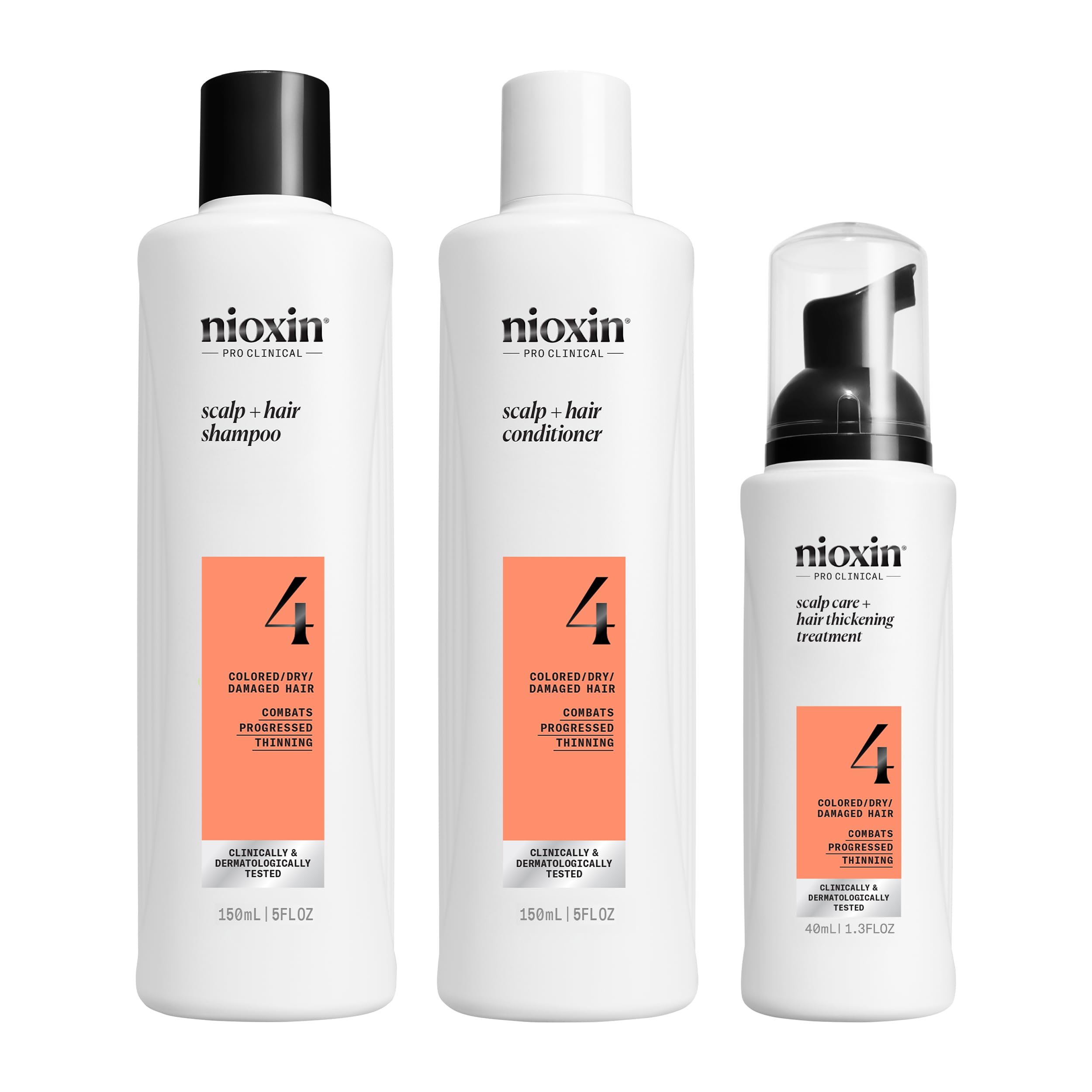 Nioxin Scalp + Hair Thickening System 4 | For Colored or Damaged Hair with Progressed Thinning| With Niacinamide and Biotin | Tr