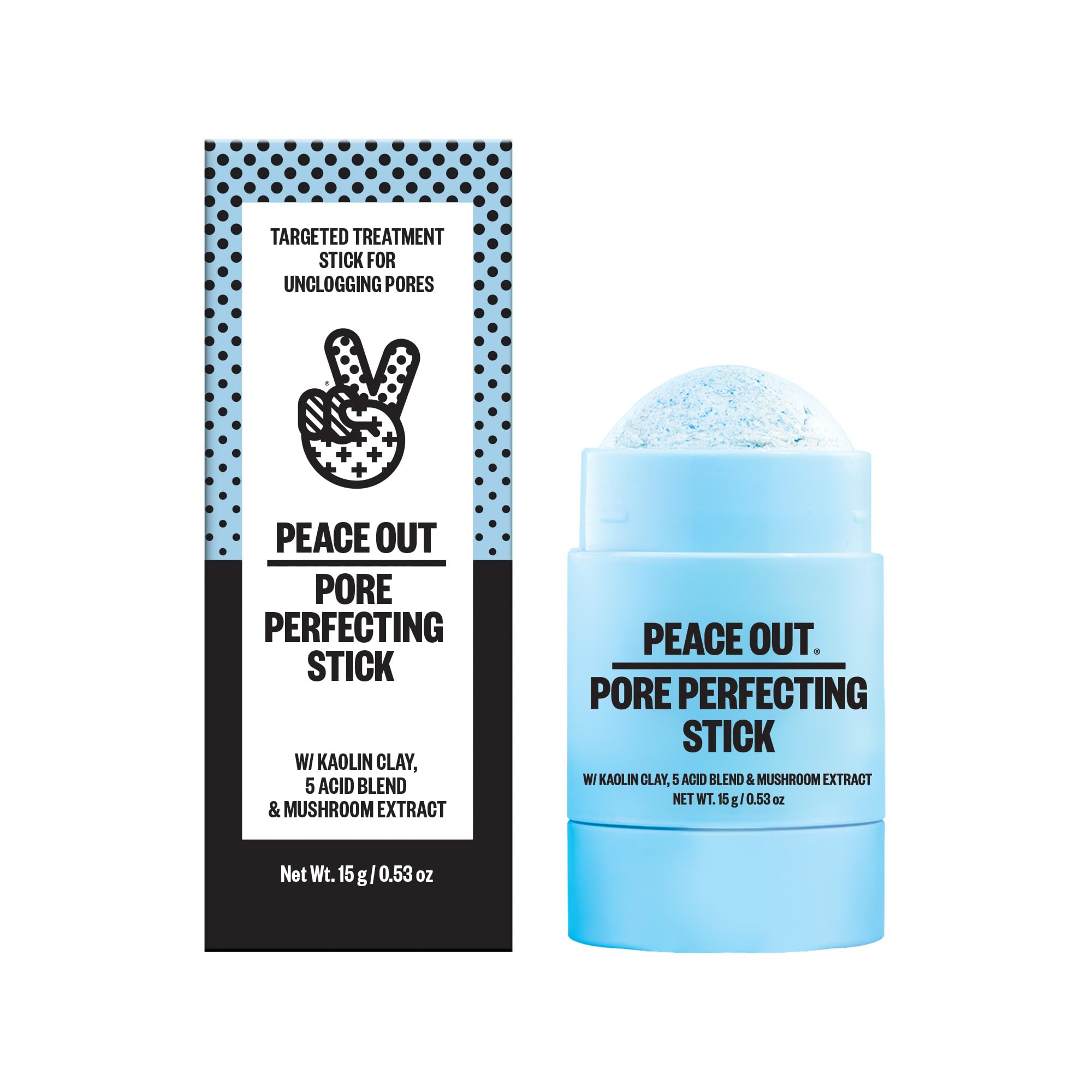 PEACE OUT Pore Perfecting Stick Acne Solution & Blackhead Remover, Glycolic Acid & Salicylic Acid Cleanser, Works Like a Face Wa