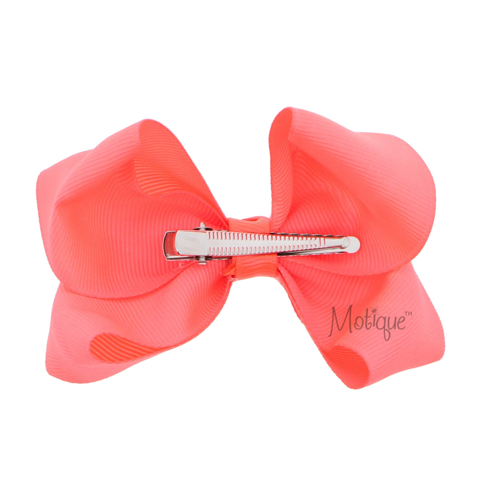 3 Inch Grosgrain Bow for Little Girls- Set of 2 (Neon Orange)