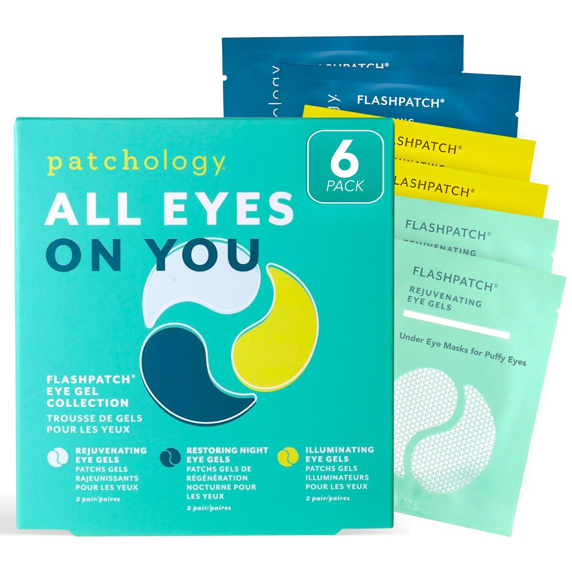 Patchology All Eyes On You Under Eye Mask - Retinol, Collagen & Green Tea Infused - Eye Gels for Dark Circles, Puffiness, & Wrin