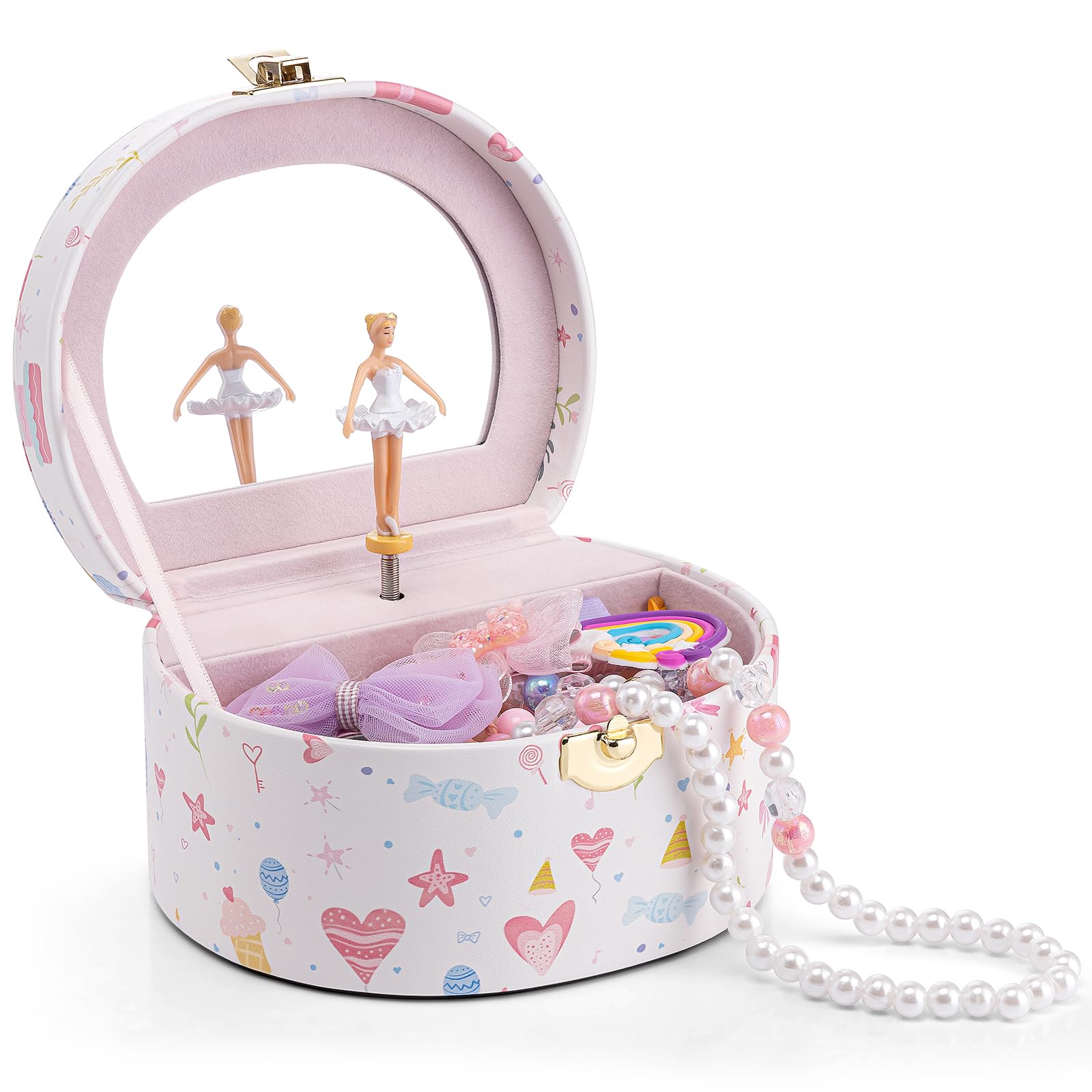 VLANDO Bithday Gift for Girl - Musical Jewelry Box for Girls, Small Kid Music Box with Ballerina for Party Bedroom Decor, Gifts 