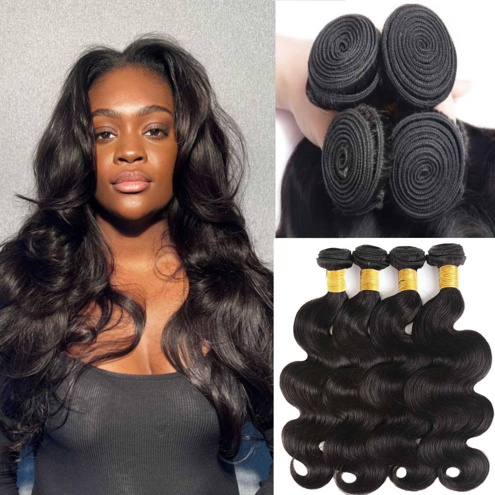 DDODLA Body Wave Bundles Human Hair 18 20 22 24 Inch 10A Grade 100% Unprocessed Brazilian Virgin Hair 4 Bundles Body Wave Human 