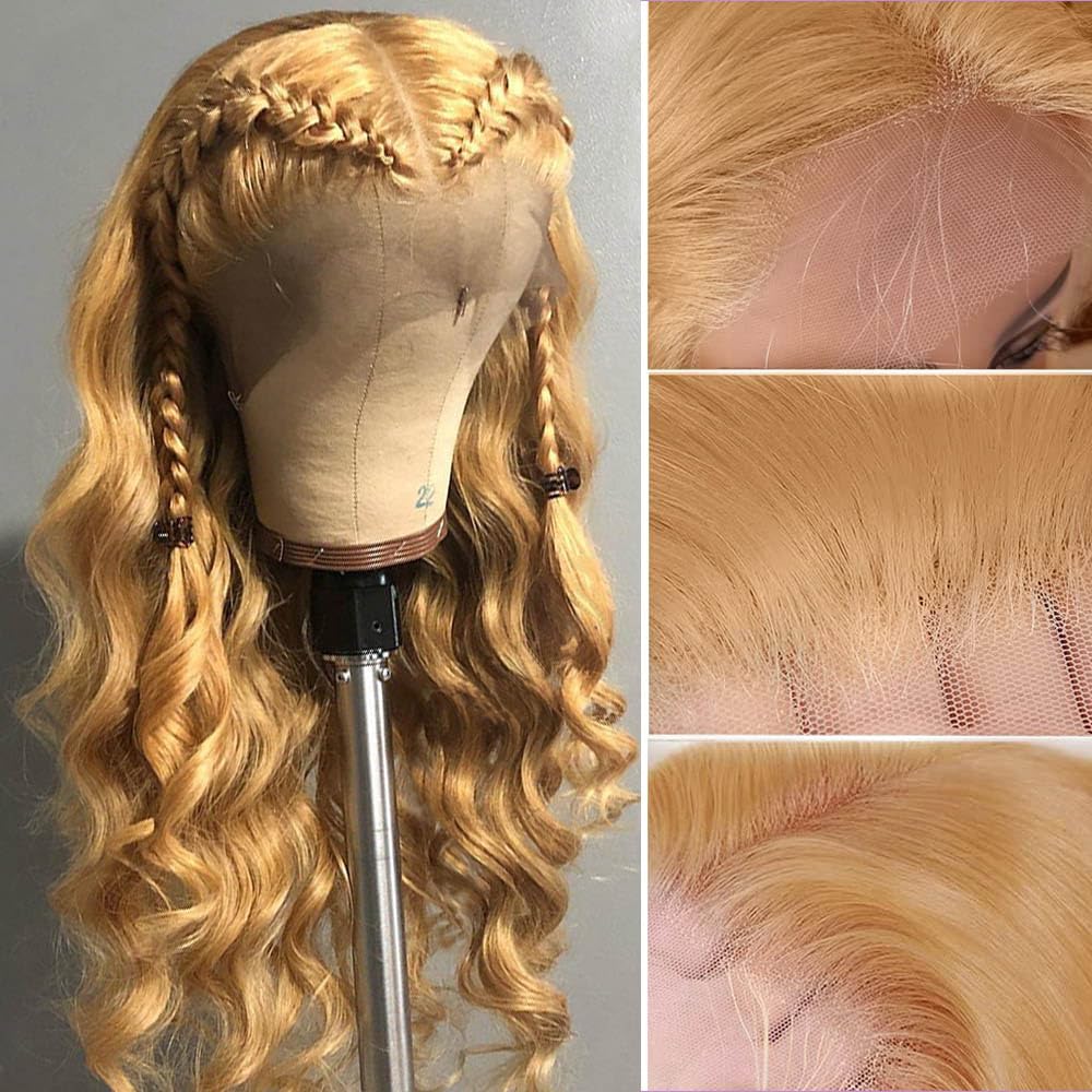 Avolo Honey Blonde Lace Front Wig Human Hair Pre Plucked 13X4 Honey Blonde Wig Human Hair 27# Colored Human Hair Lace Front Wigs