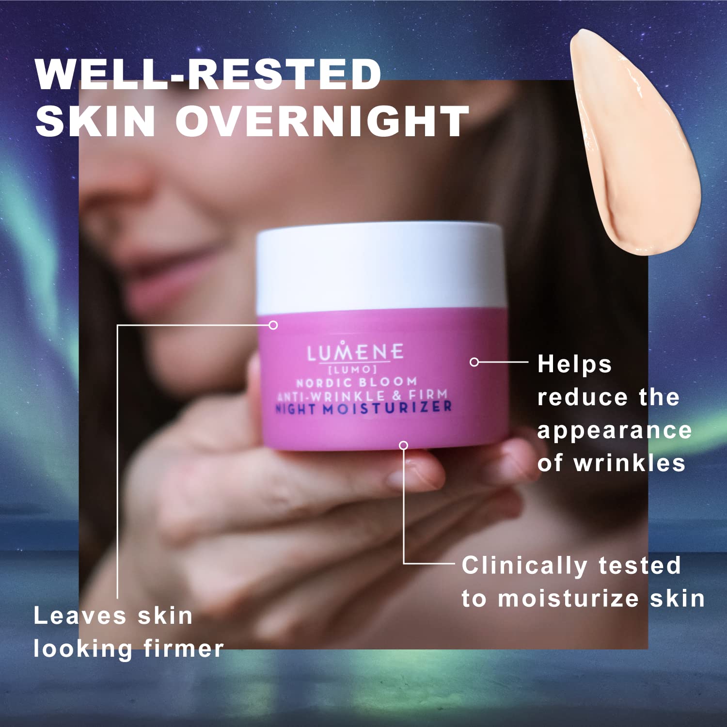 Lumene [Lumo Nordic Bloom Anti-Wrinkle + Firming Night Cream - Hydrating Face Moisturizer for Visibly Firmer, Radiant & Smooth S