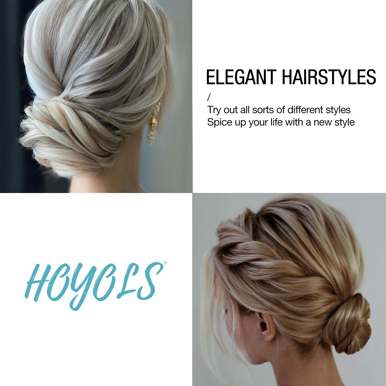 HOYOLS U Shaped Hair Pins Silver, U Shape Bobby Pins Metal Curved Curly Waved Bun Clips Hairpin for Buns Women Girls Grips Hairs