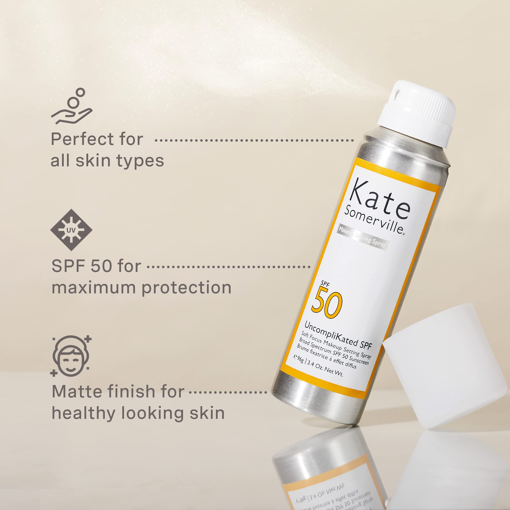 Kate Somerville Uncomplikated Spf - Spf 50 Face Sunscreen And Soft Focus Makeup Setting Spray - Daily Use Skin Care With Matte F