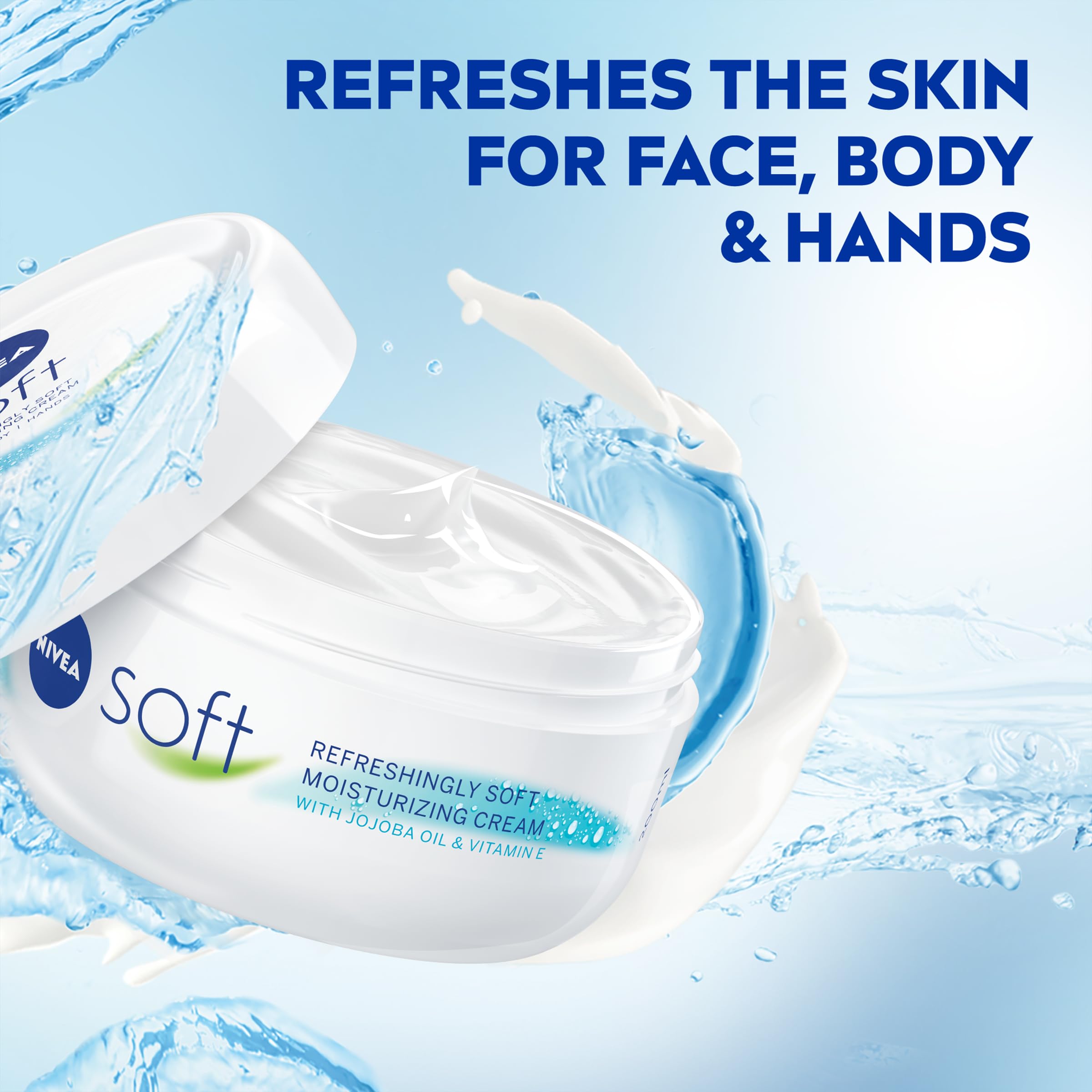 Nivea Soft Refreshingly Moisturizing Face, Body and Hand Cream, 3 Pack of 6.8 Oz Jars