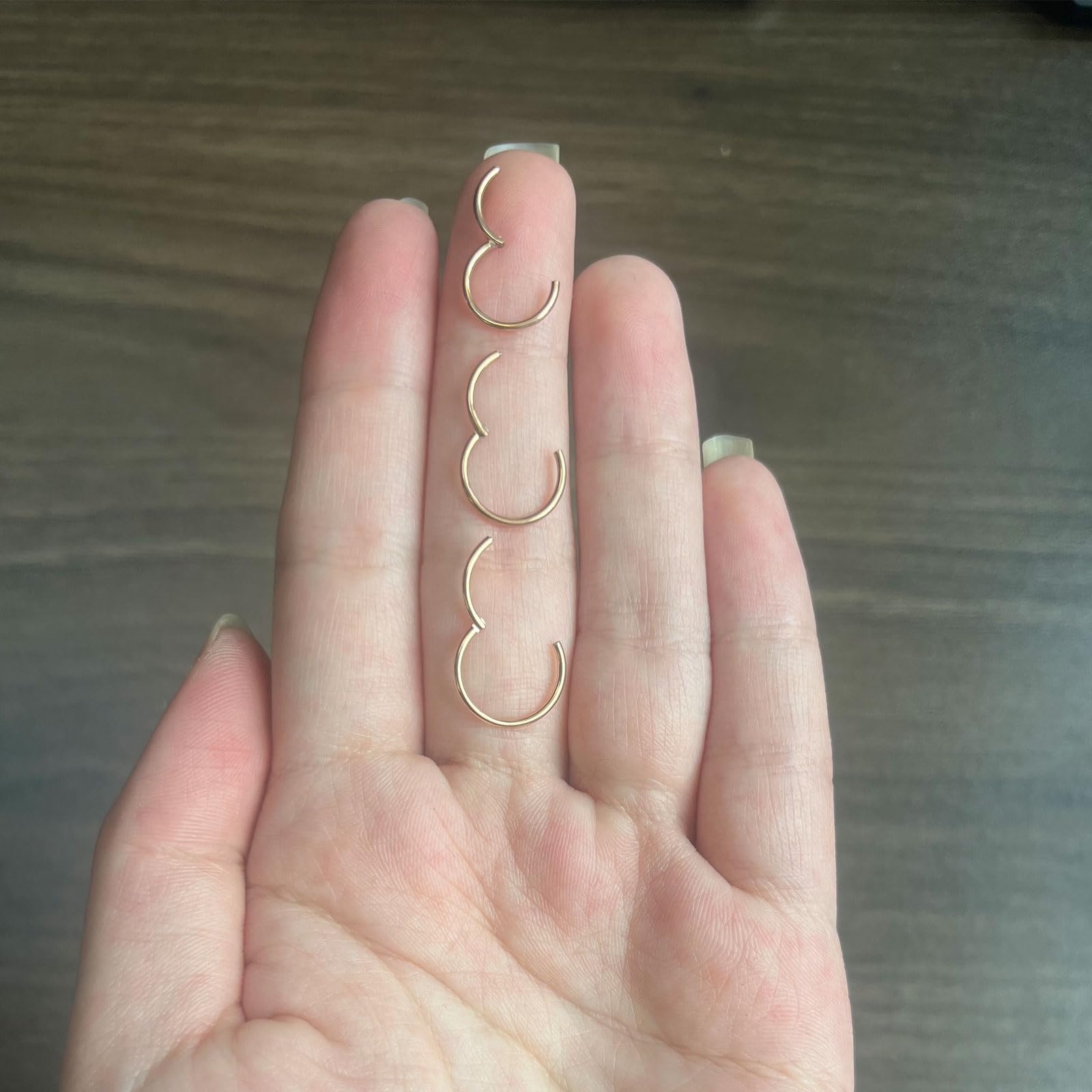 NewkeepsR 3PCS-1.0mm Rose Gold Anodised Hinged Clicker Nose Hoop Rings, 18G 316L Steel Seamless Segment Sleeper Earrings Piercin