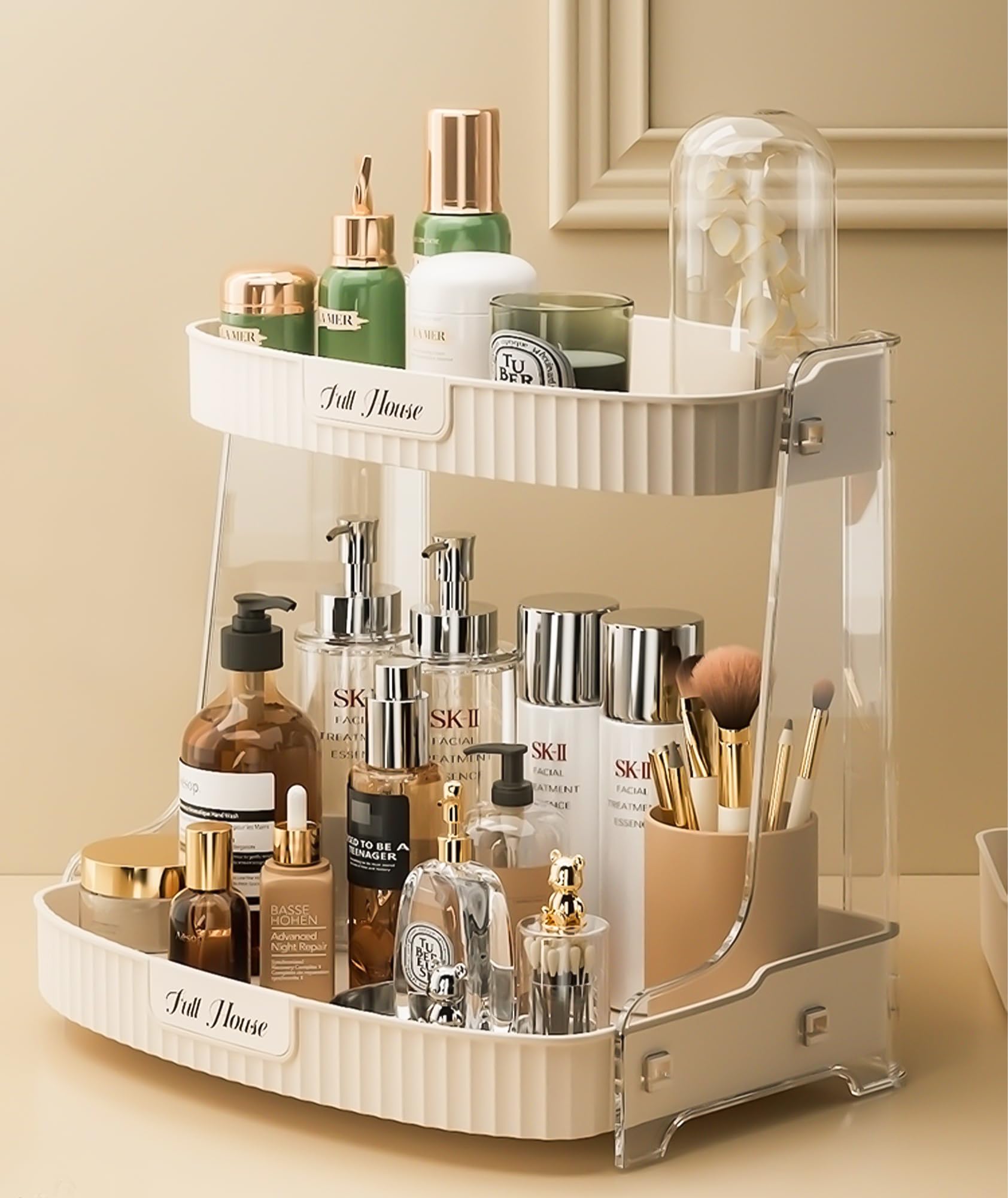 Vnimti Skincare Organizers 2 Tier, Makeup Organizer Countertop, Cosmetic Display Cases, Makeup&Skincare Organizer For Vanity, De