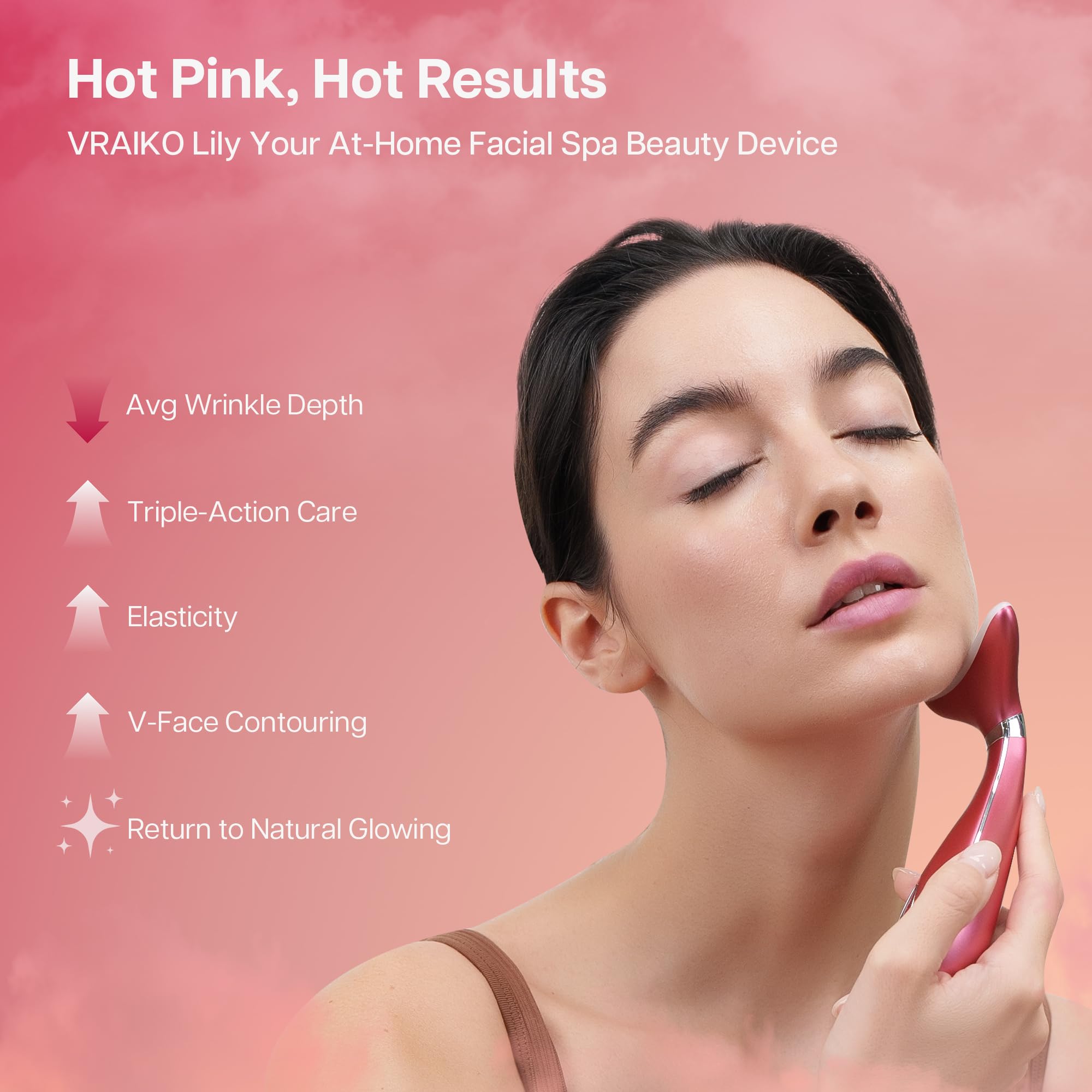 Vraiko Lily Neck Face Massager, Face Sculpting Tool, 3-In-1 Facial Device With Thermal, Triple Action Care, For Enhanced Absorpt