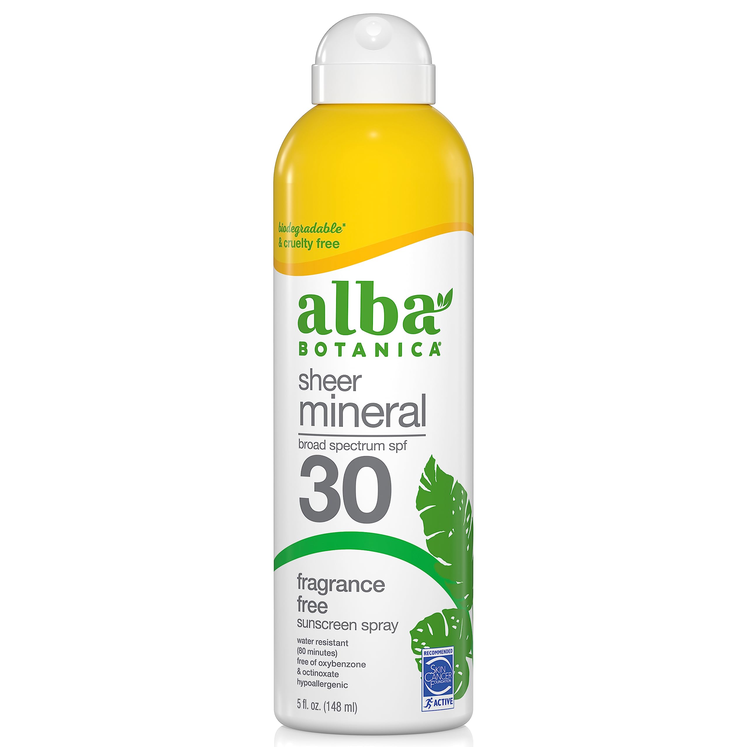 Alba Botancia Sensitive Mineral Sunscreen Clear Spray Spf 33, Fragrance Free, 6 Oz (Packaging May Vary)