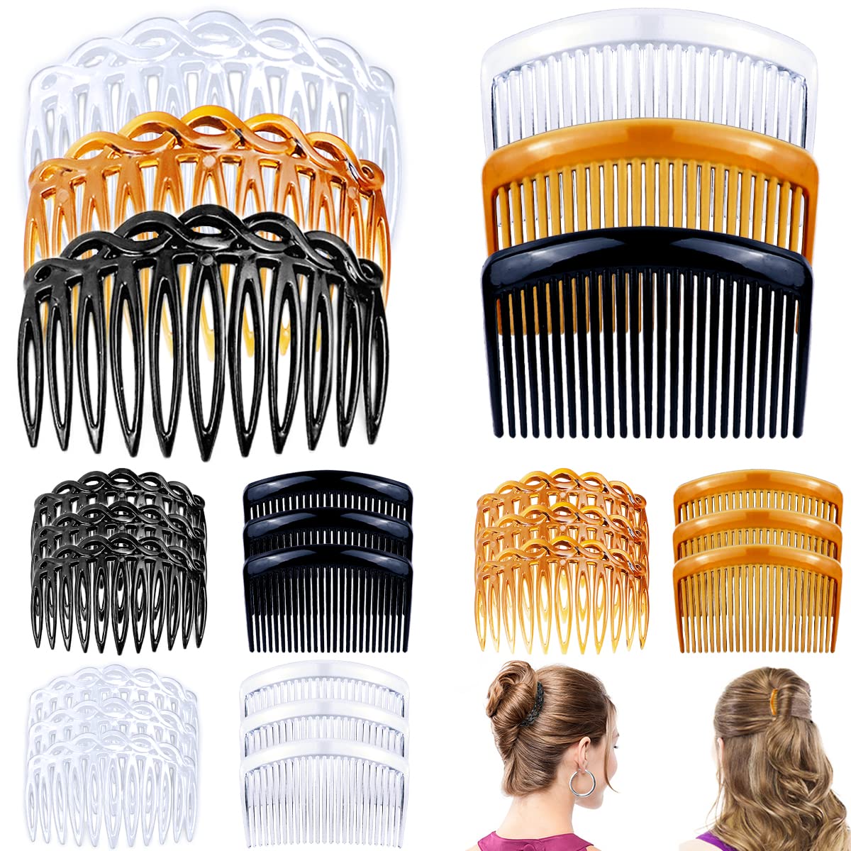 24 Pieces Hair Side Combs French Twist Hair Combs Lightweight Plastic 11/25 Teeth Comb for Women Girls Hairstyle Accessories(11 