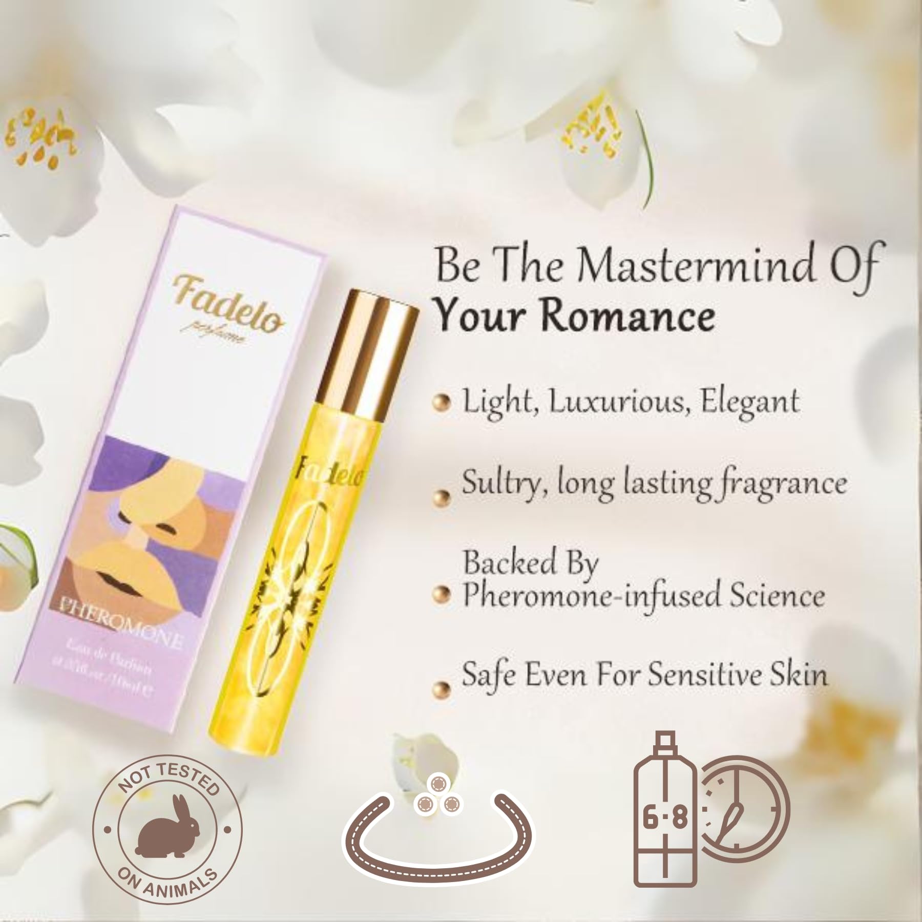 Fadelo Women Pheromone Infused Essential Oil Perfume Cologne,The Roll-On Original Long-lasting Perfume Fragrance-TSA Ready 0.35