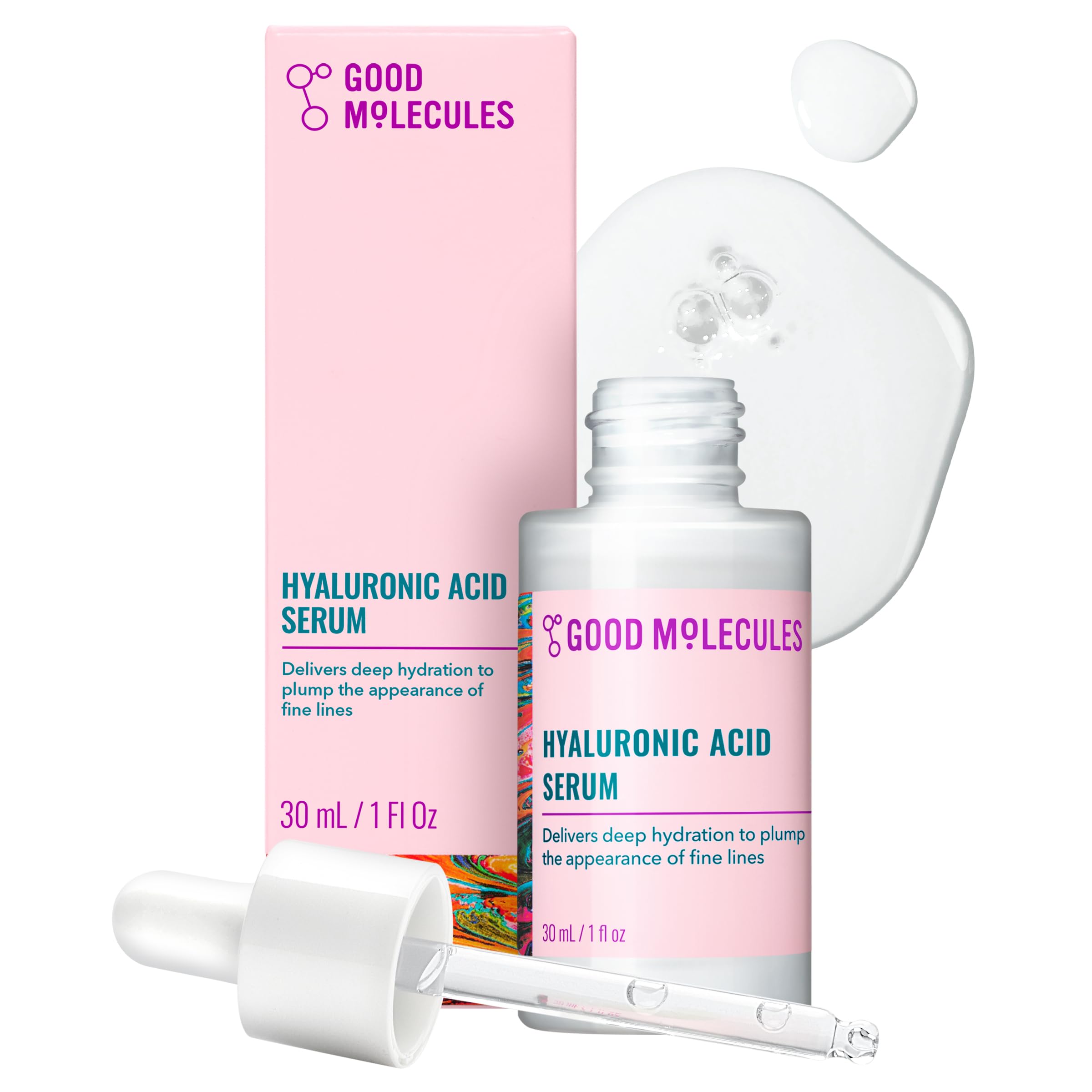 Good Molecules Hyaluronic Acid Serum for Face, Hydrating Serum, 1 fl oz