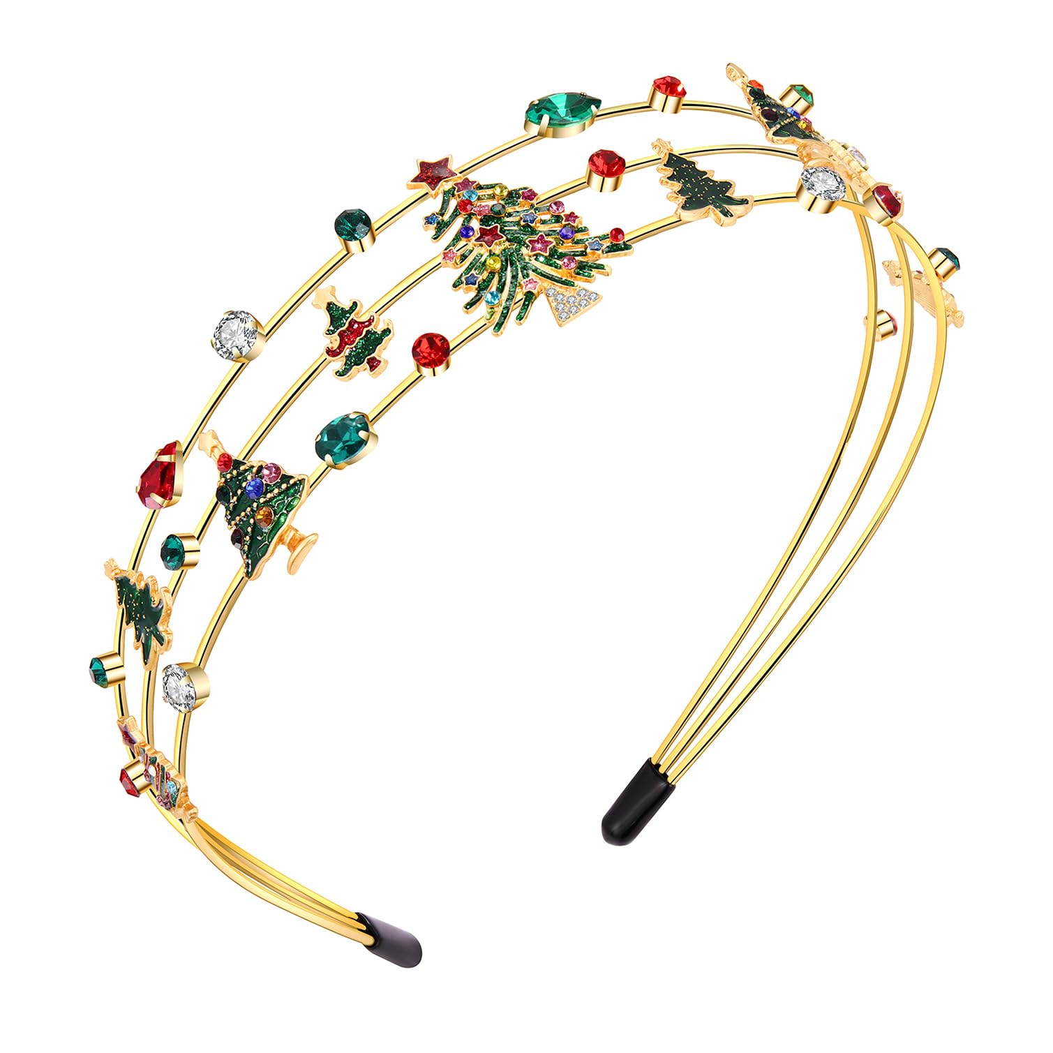 HEIDKRUEGER Christmas Headband for Women Red Green Crystal Xmas Tree Hairband Christmas Party Hair Hoop Accessories(Christmas Tr