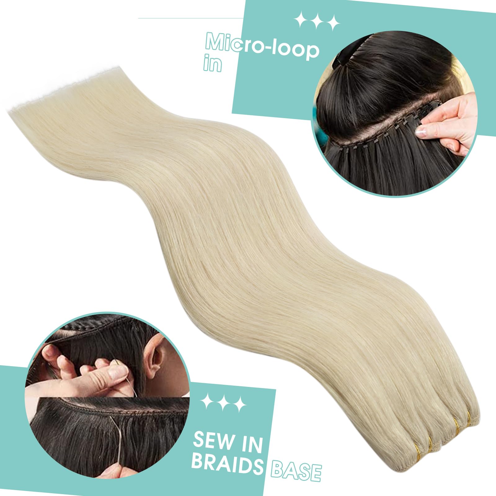 Youngsee 125G Weft Hair Extensions Human Hair Platinum Blonde Sew In Real Hair Extensions Blonde Remy Human Hair Extensions Sew