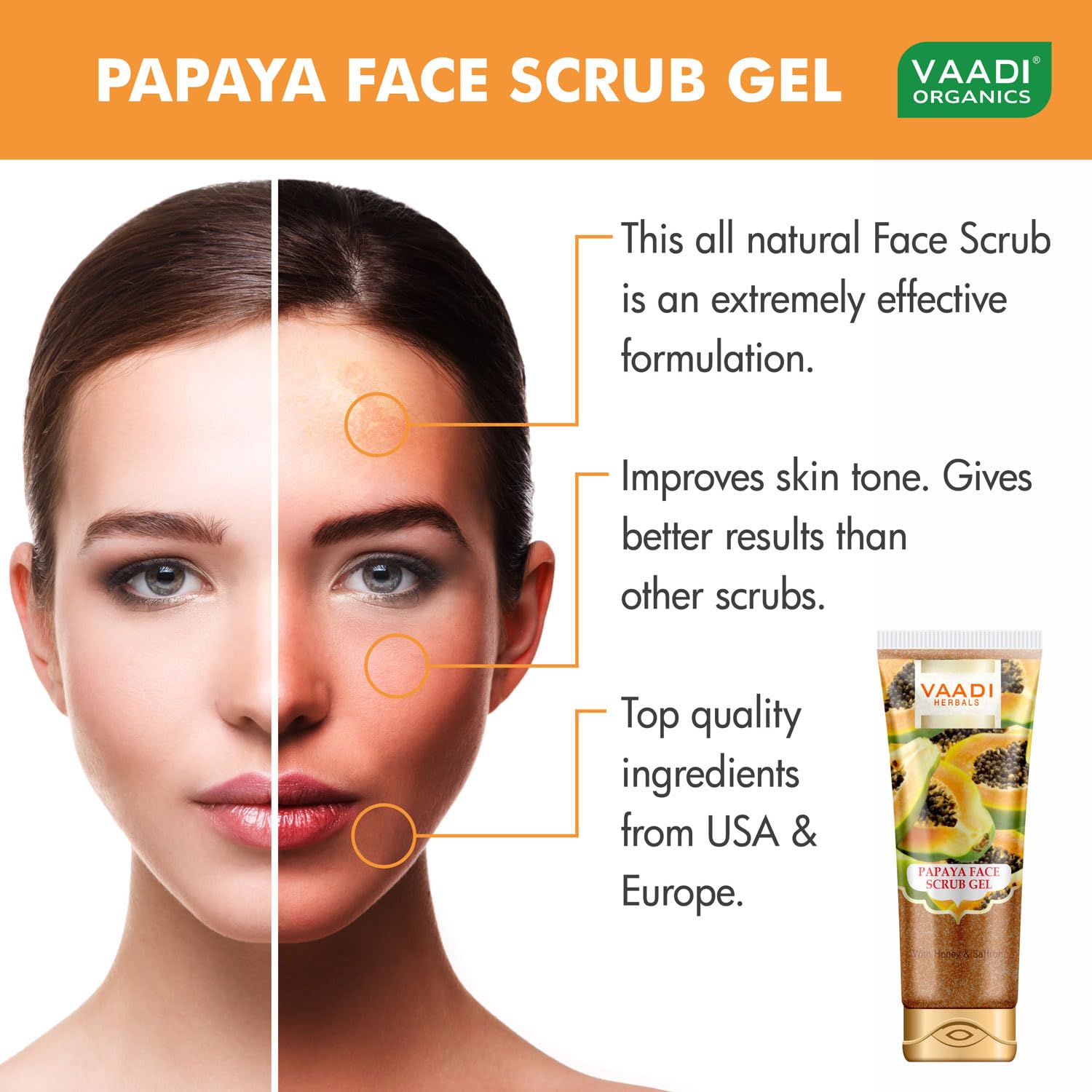 Papaya Scrub Gel with Honey and Saffron, 110g x 2