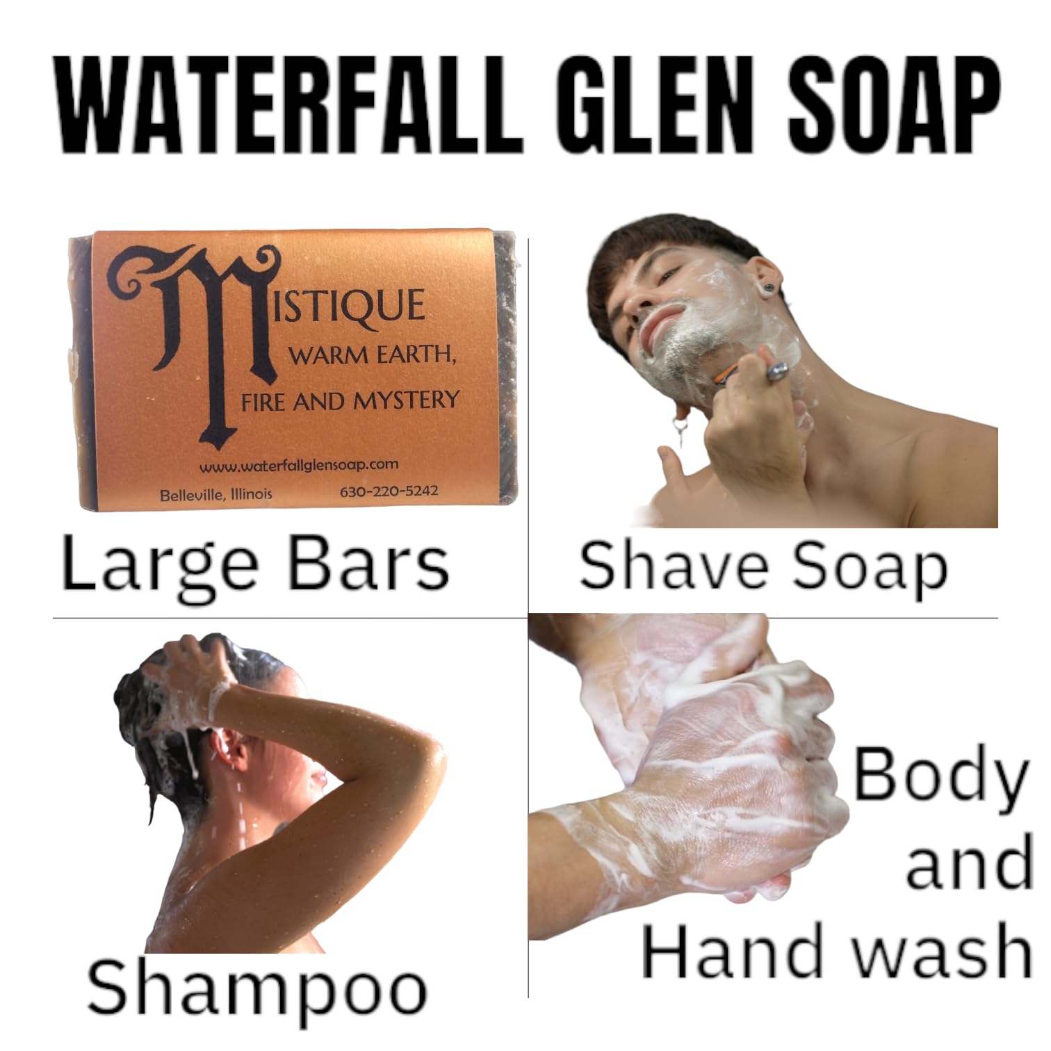 Wfg Waterfall Glen Soap Company, Llc, Mistique, Sandalwood, Patchouli And Spices Bath Soap, Body Soap, Natural Vegan Soap Enrich