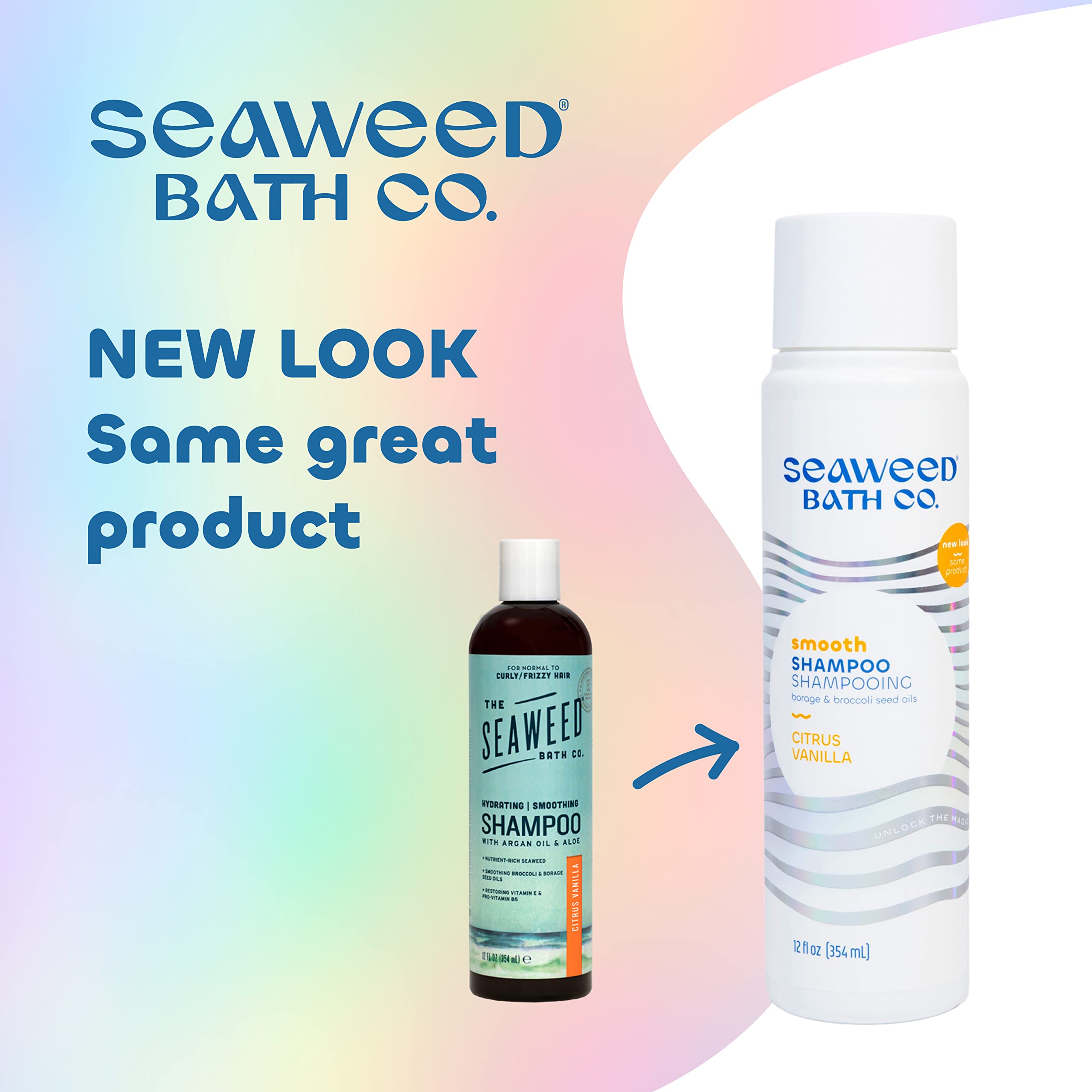 Seaweed Bath Co. Smooth Shampoo, Citrus Vanilla Scent, 12 Ounce, Sustainably Harvested Seaweed, Borage And Broccoli Seed Oils, F