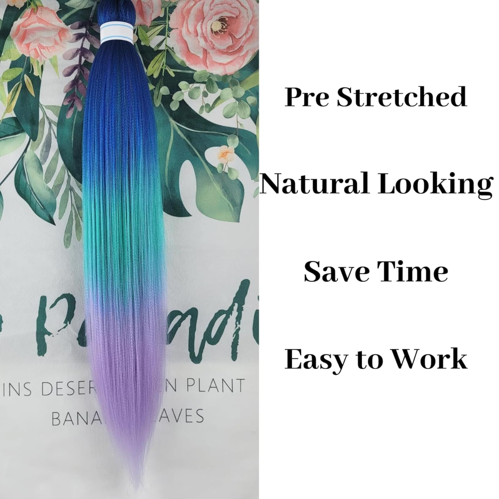 Ombre Braiding Hair Pre stretched Blue Green Lavender Ombre Kanekalon Prestretched Braiding Hair Micro Ez Braid Knotless Colored